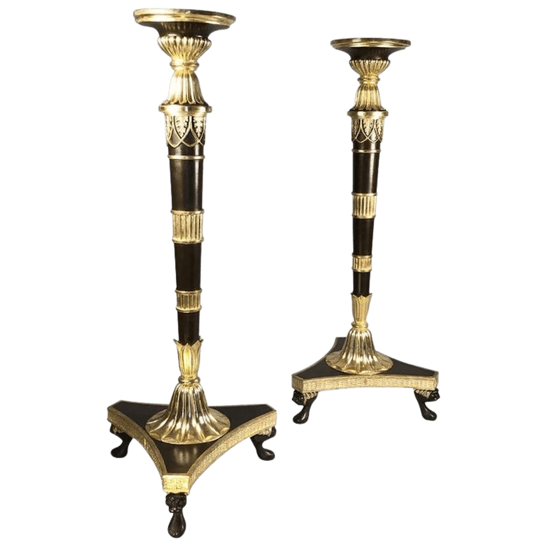 Pair Regency period bronzed giltwood torchères