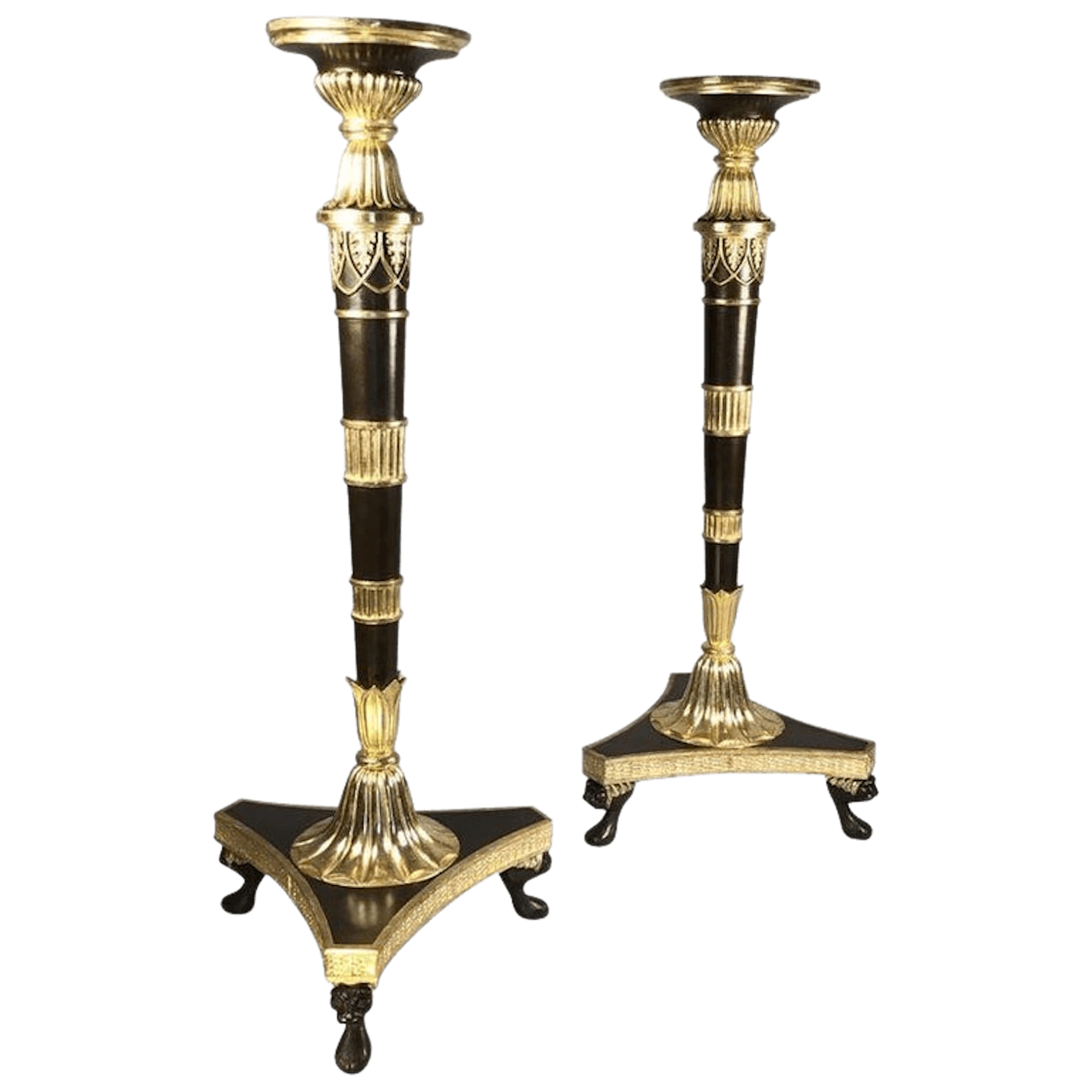 Pair Regency period bronzed giltwood torchères