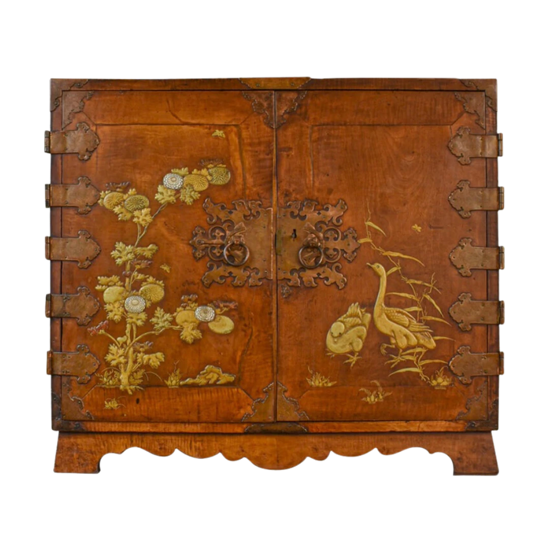 Fine 17th Century Japanese Mulberrywood Gilt-Lacquer Cabinet