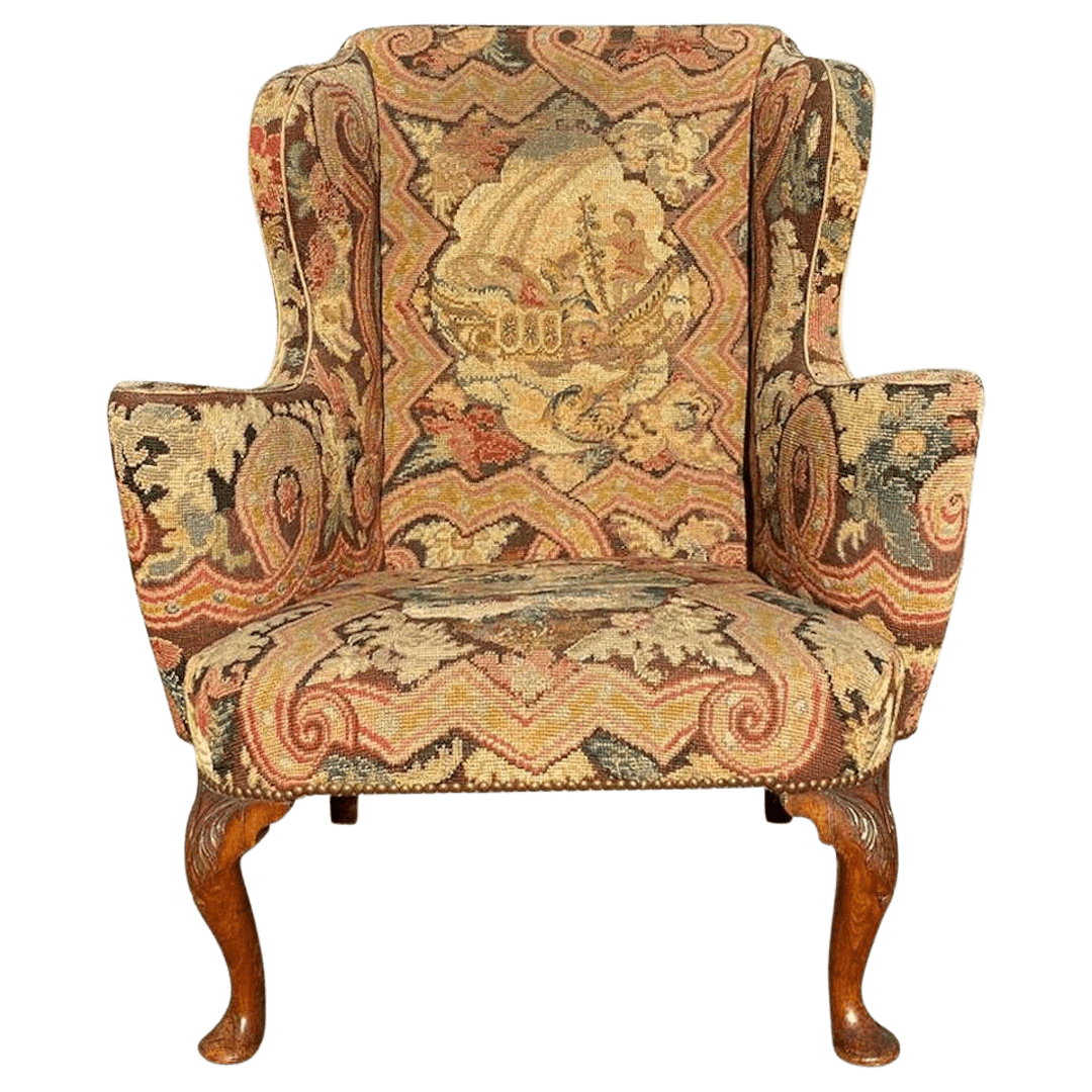 Early 18th century walnut wing chair George I period