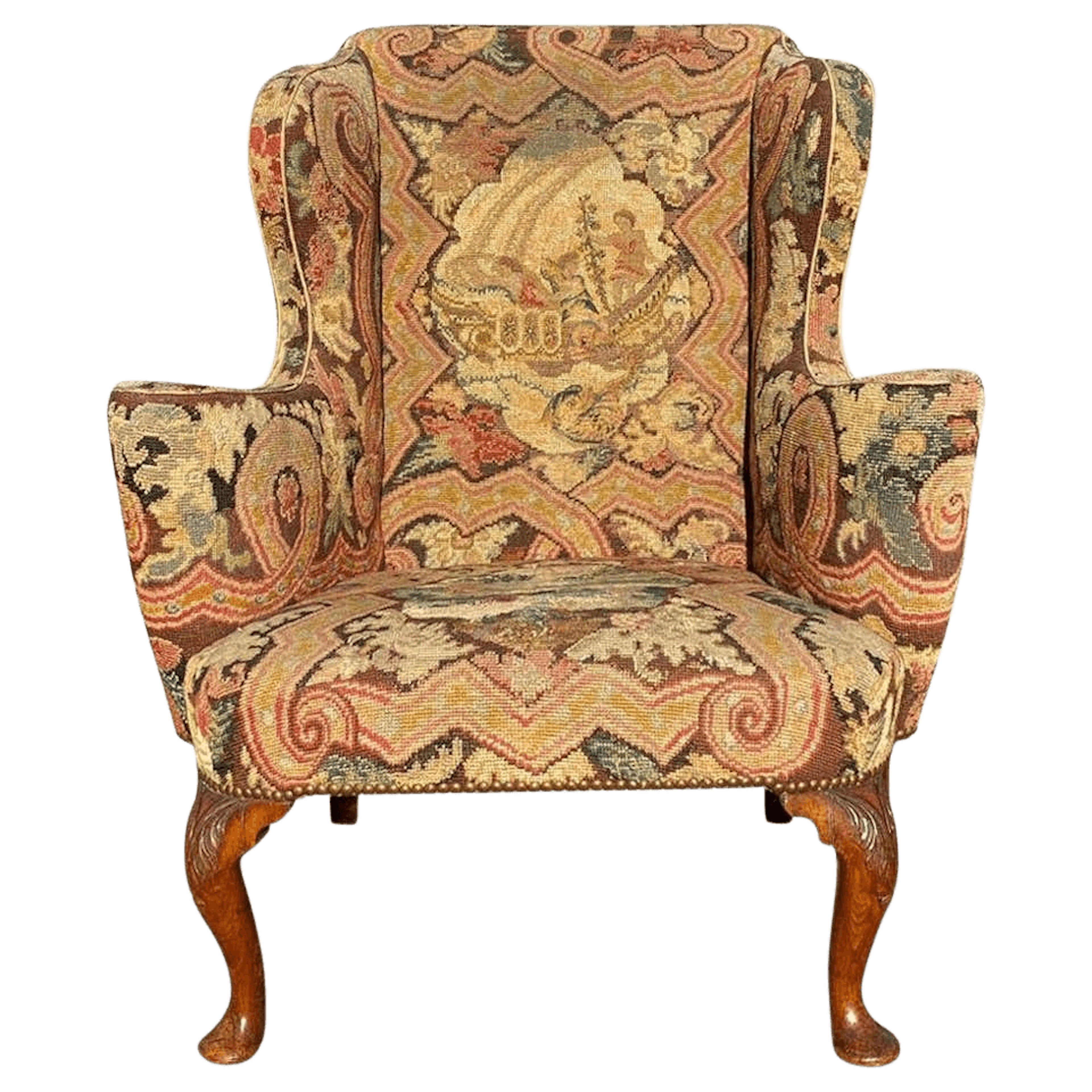 Early 18th century walnut wing chair George I period