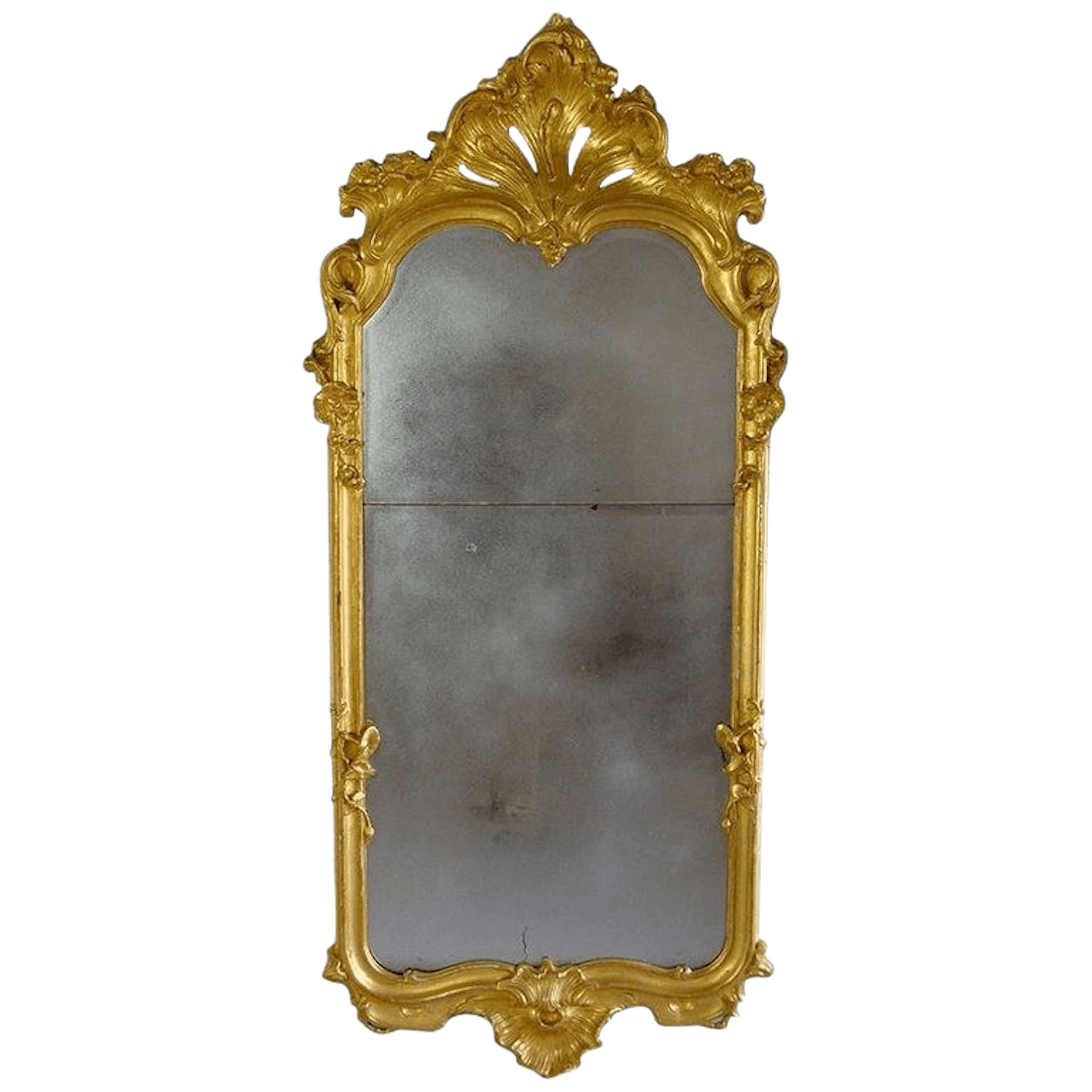 19th century carved giltwood pier mirror