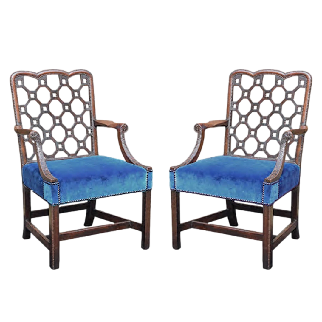 Fine pair 18th-century carved library armchairs Robert Manwaring