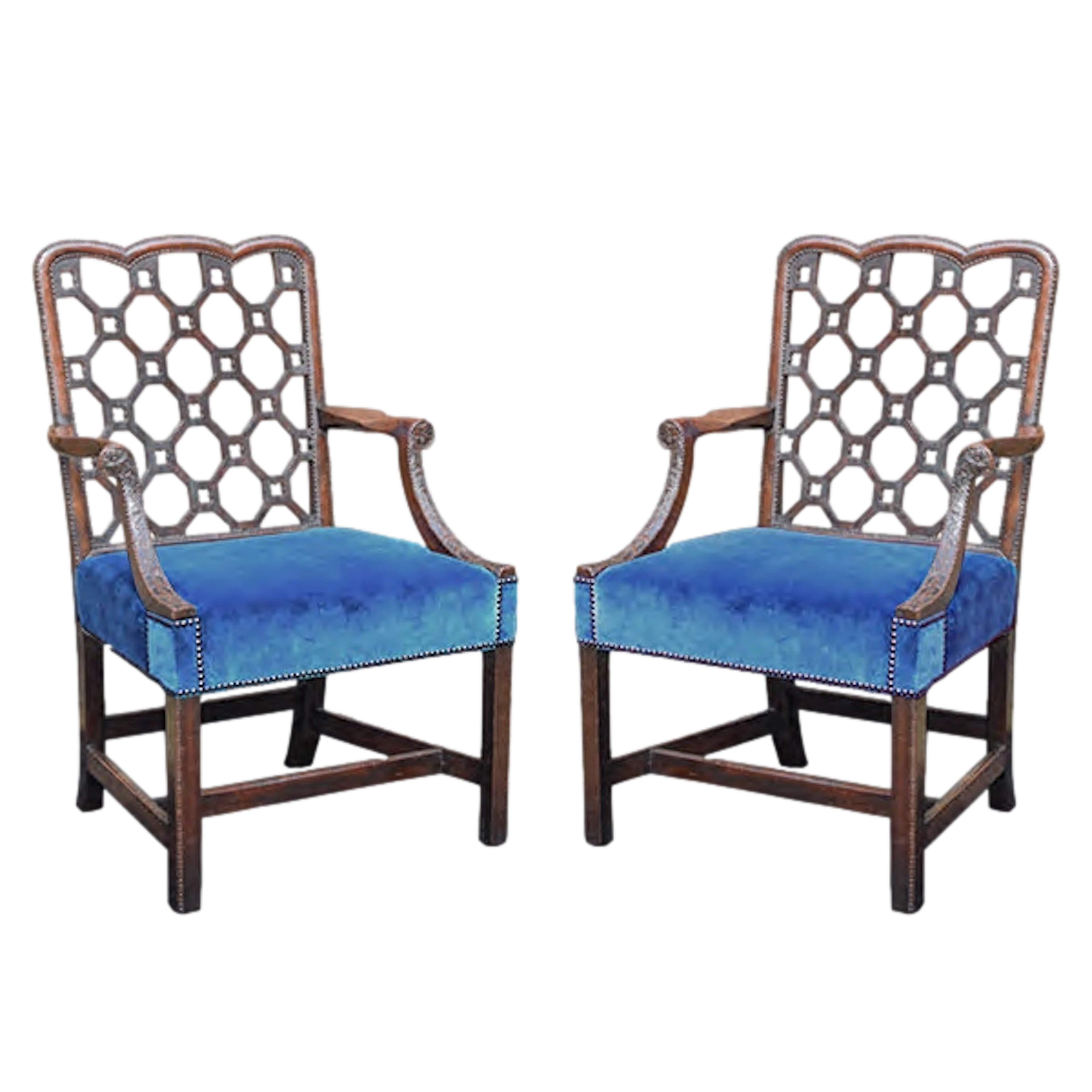 Fine pair 18th-century carved library armchairs Robert Manwaring