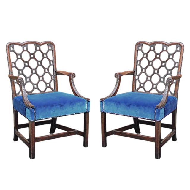 Fine pair 18th-century carved library armchairs Robert Manwaring