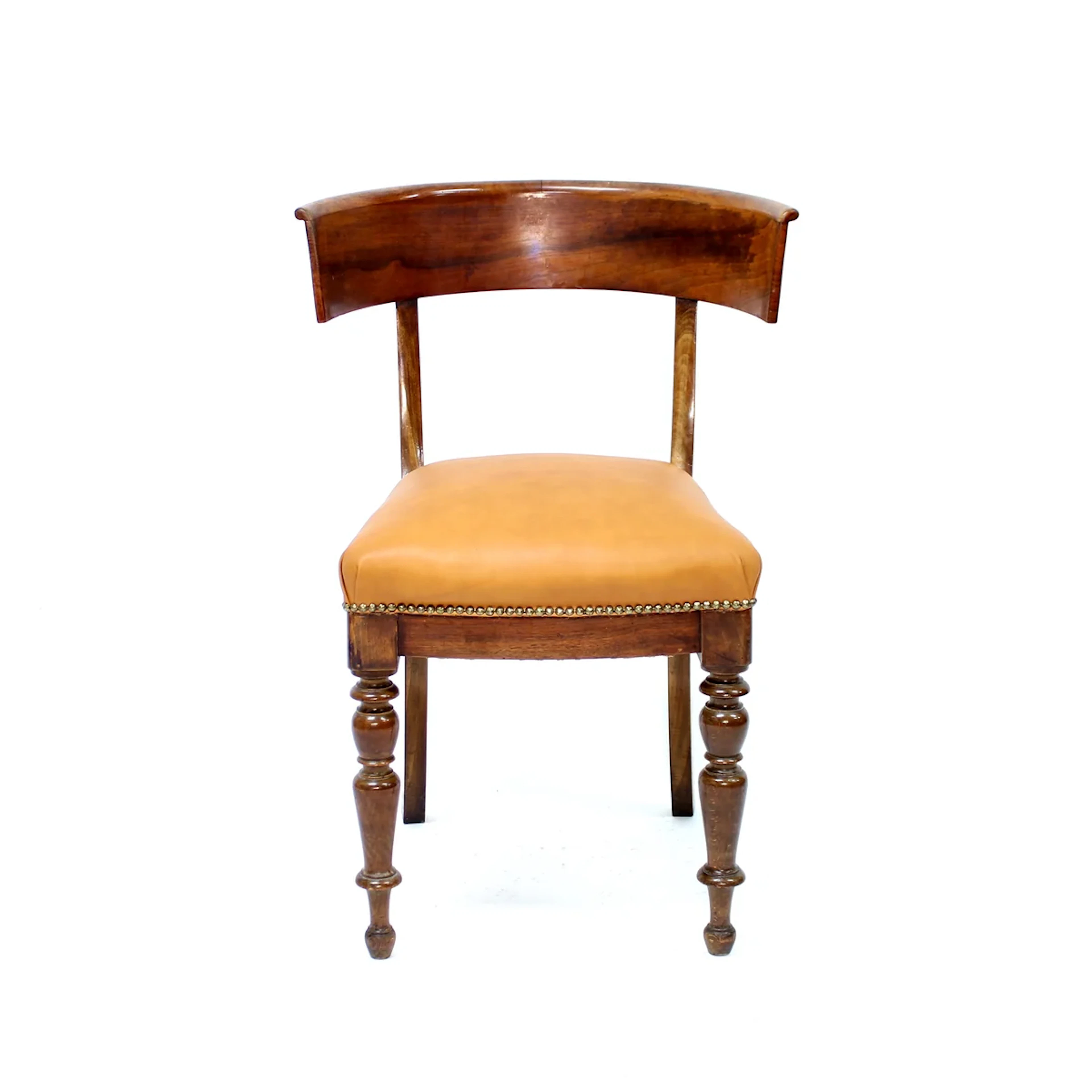 Mahogany and leather Klismos chair, early 20th century
