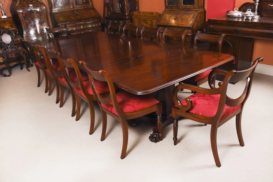 Antique George IV Regency Dining Table C1830 & 12 chairs C1980