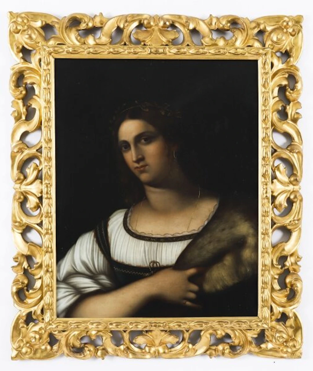 Antique Oil Painting of ‘La Fornarina’ after Sebastiano del Piombo Early 19th C