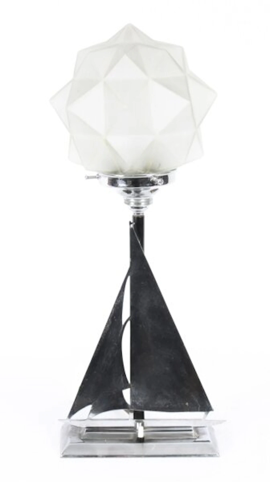 Antique Art Deco Chrome Sail Yacht Lamp c.1920