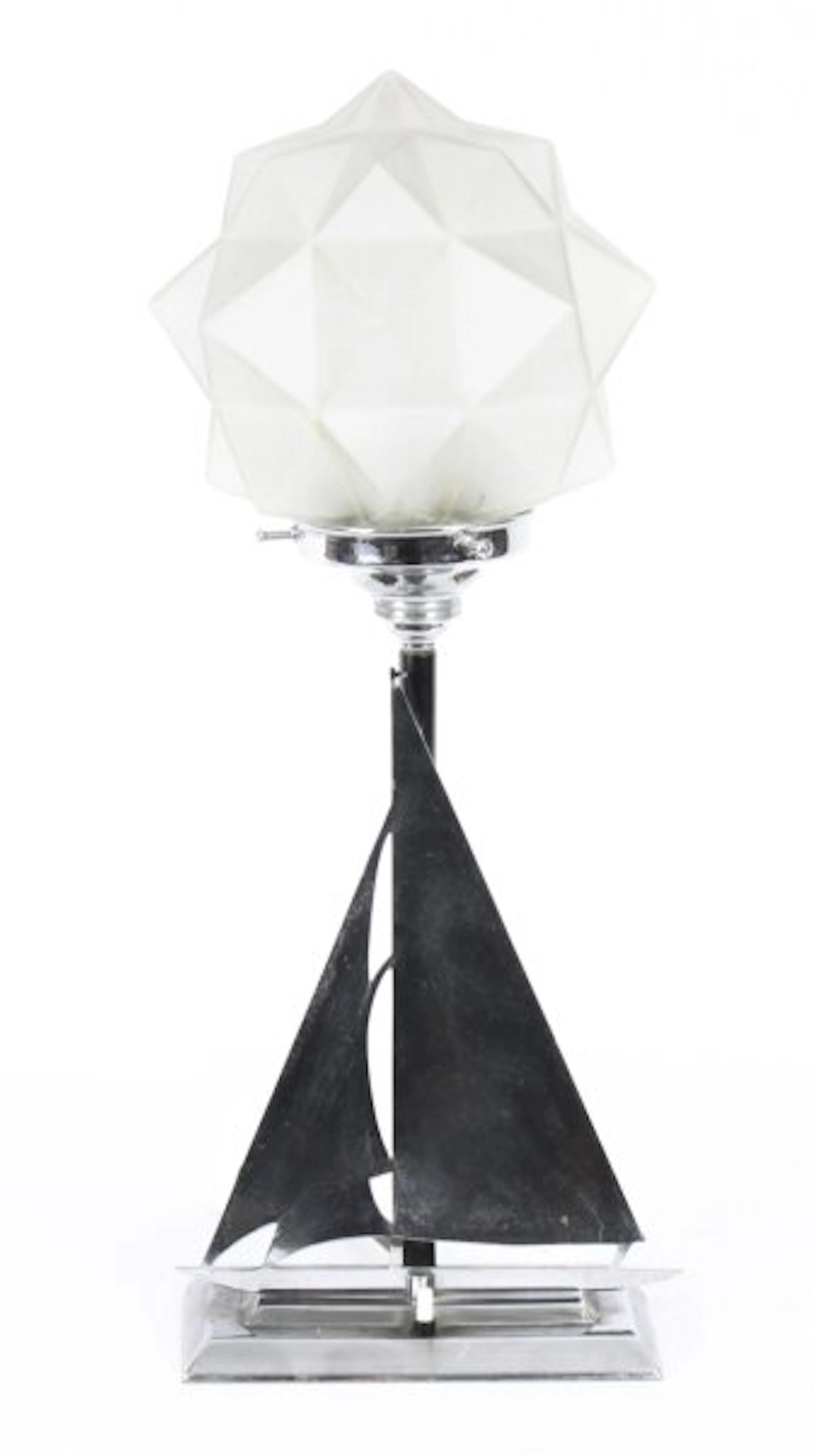 Antique Art Deco Chrome Sail Yacht Lamp c.1920