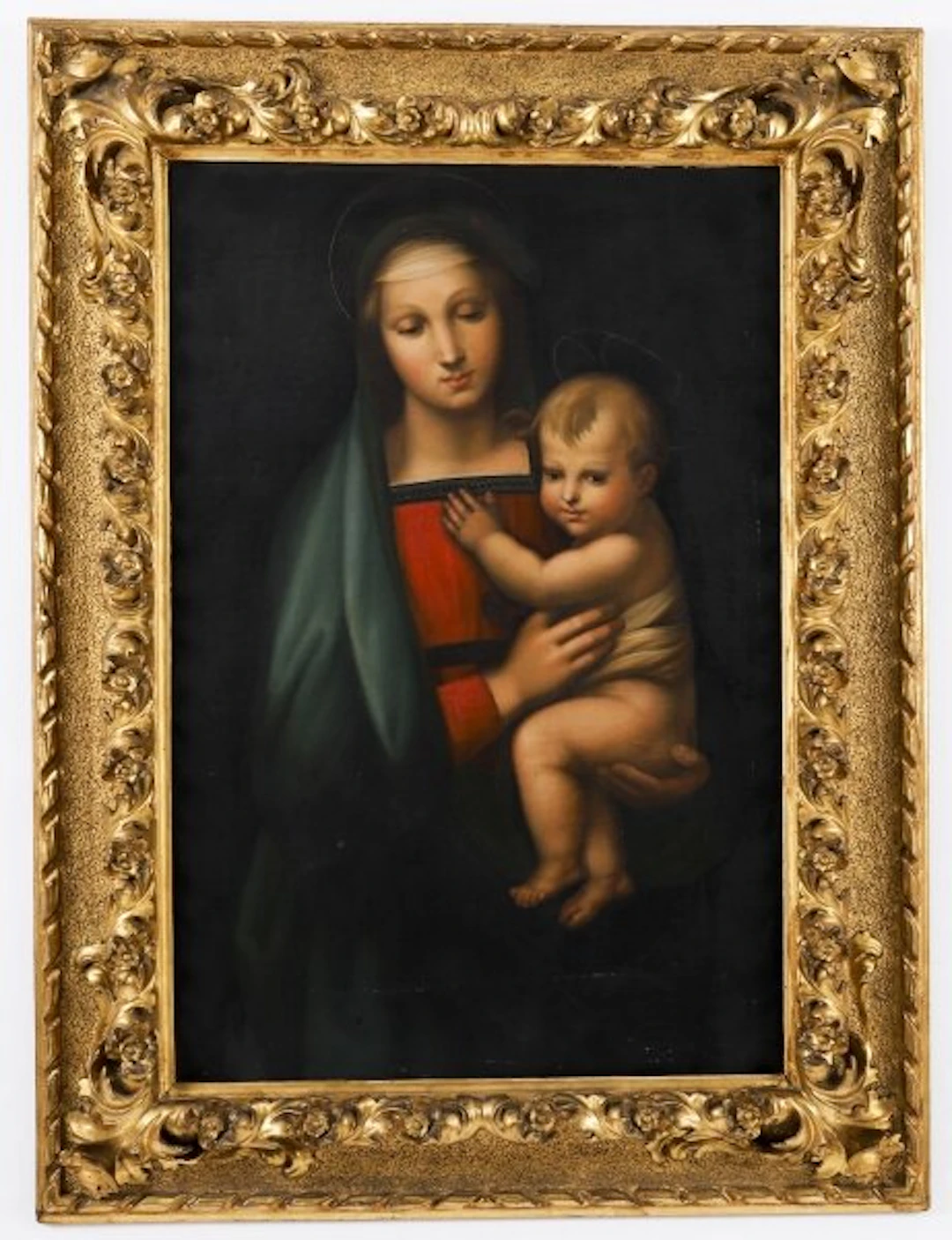 Antique Painting Madonna del Granduca Follower of Raphael Early 19th Century