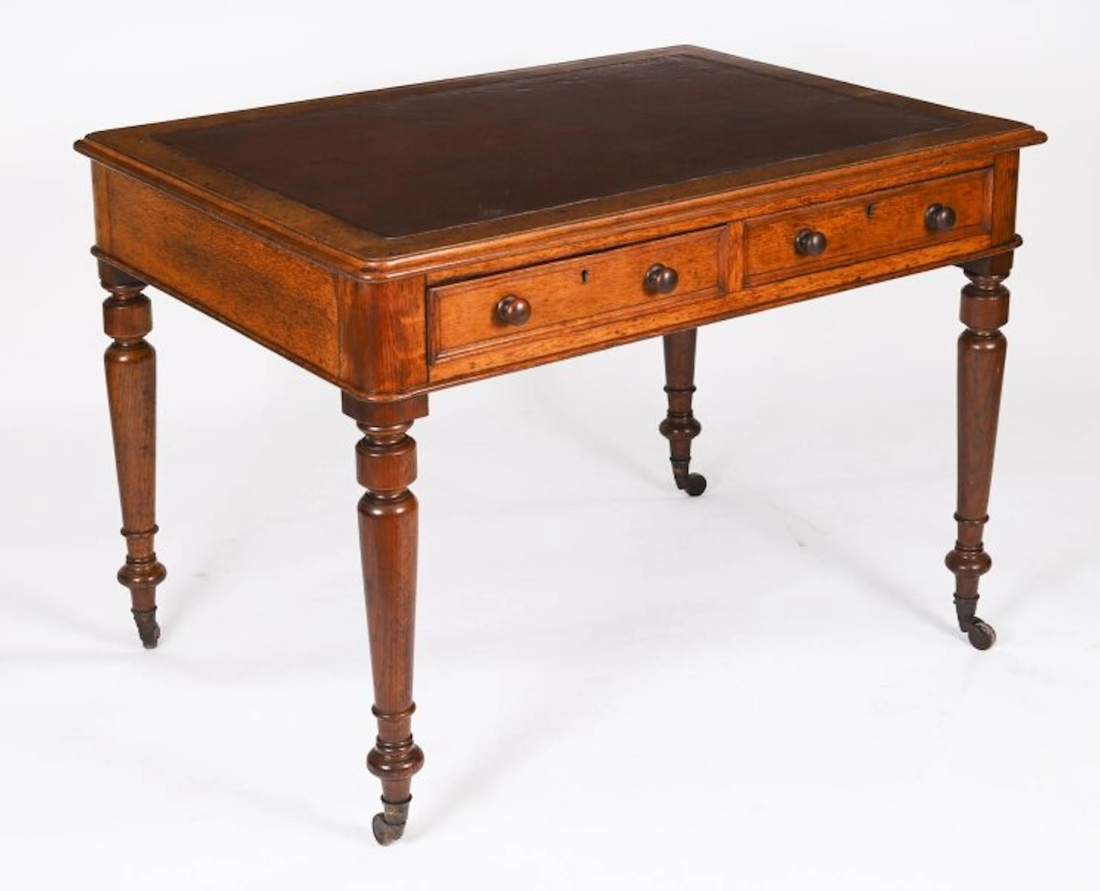 Antique Victorian Twin Drawer Oak Writing Table Desk C1860 19th C