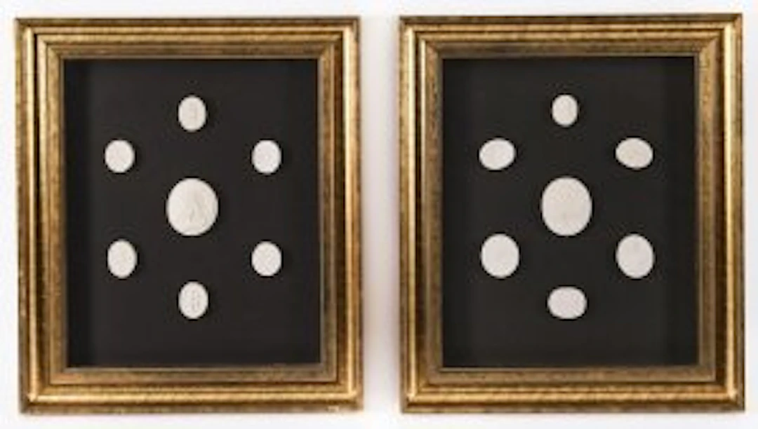 Antique Pair Giltwood Framed Grand Tour Plaster Intaglios 19th Century