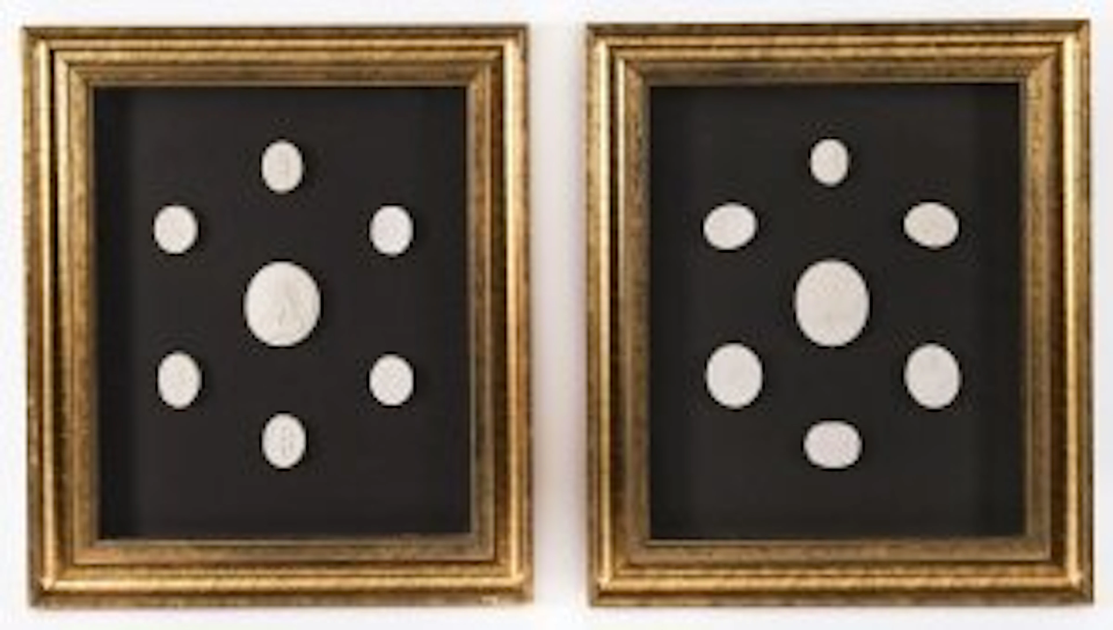 Antique Pair Giltwood Framed Grand Tour Plaster Intaglios 19th Century