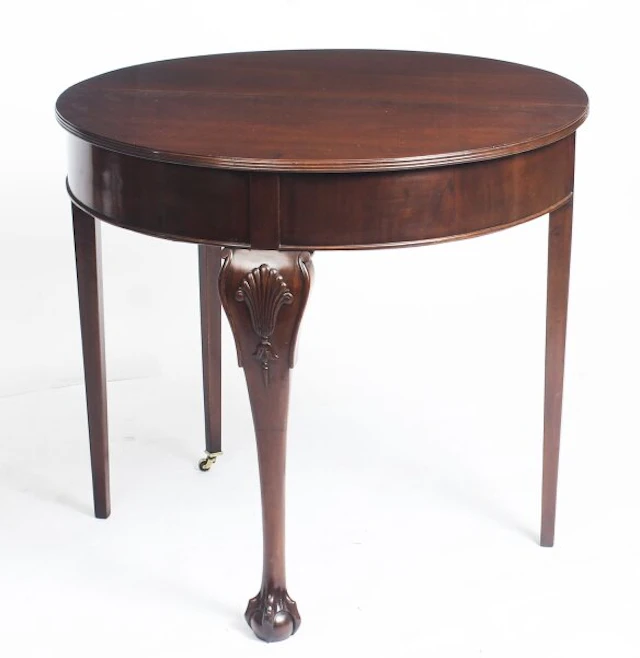 Antique Victorian Mahogany Demi Lune Card Console Tea Table 19th C