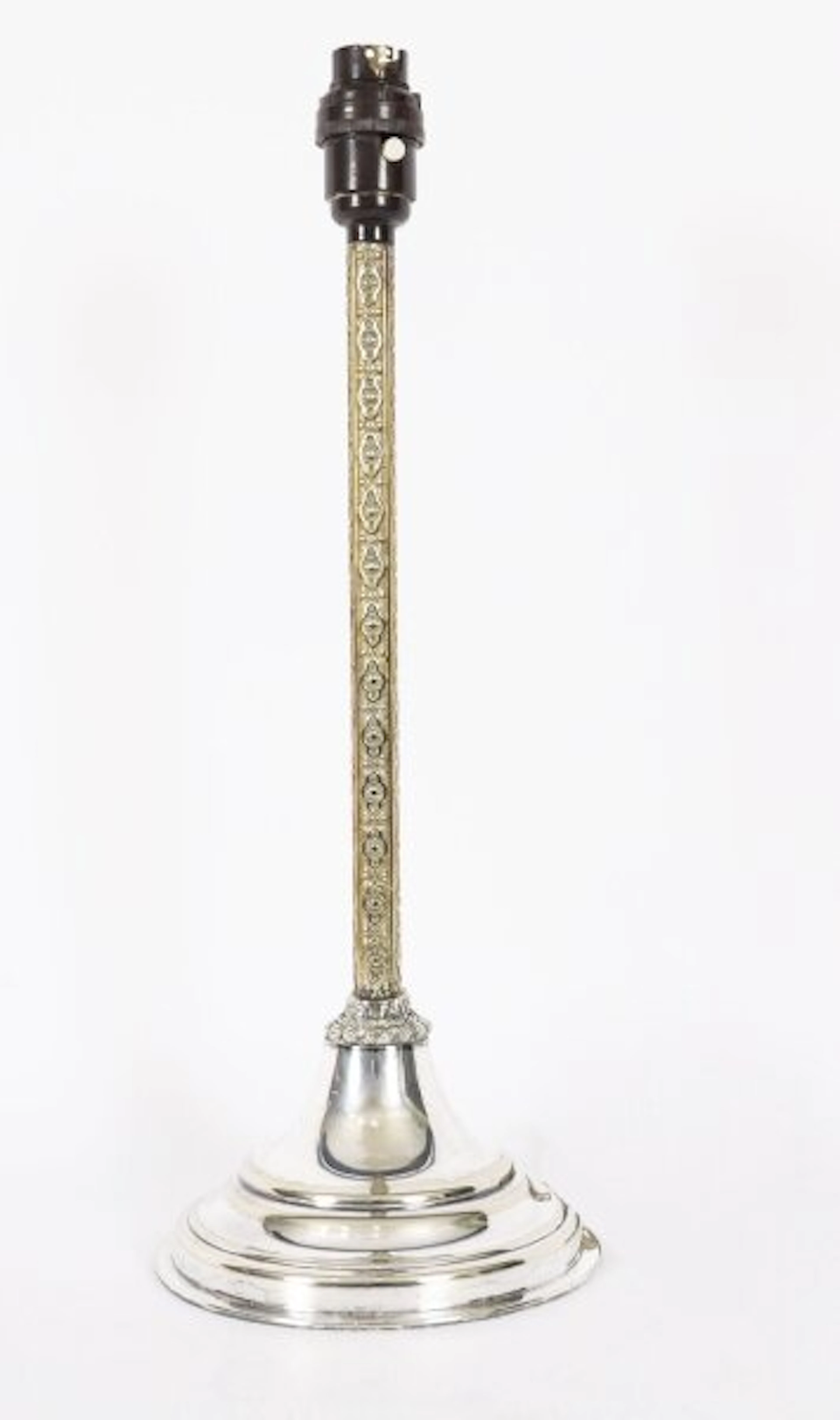 Antique Silver Plated Parcel Gilt Table Lamp by Mappin & Webb's 19th C