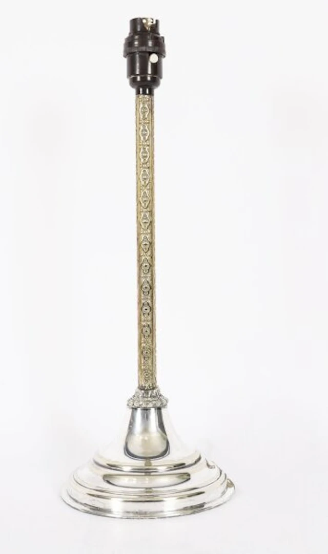 Antique Silver Plated Parcel Gilt Table Lamp by Mappin & Webb's 19th C