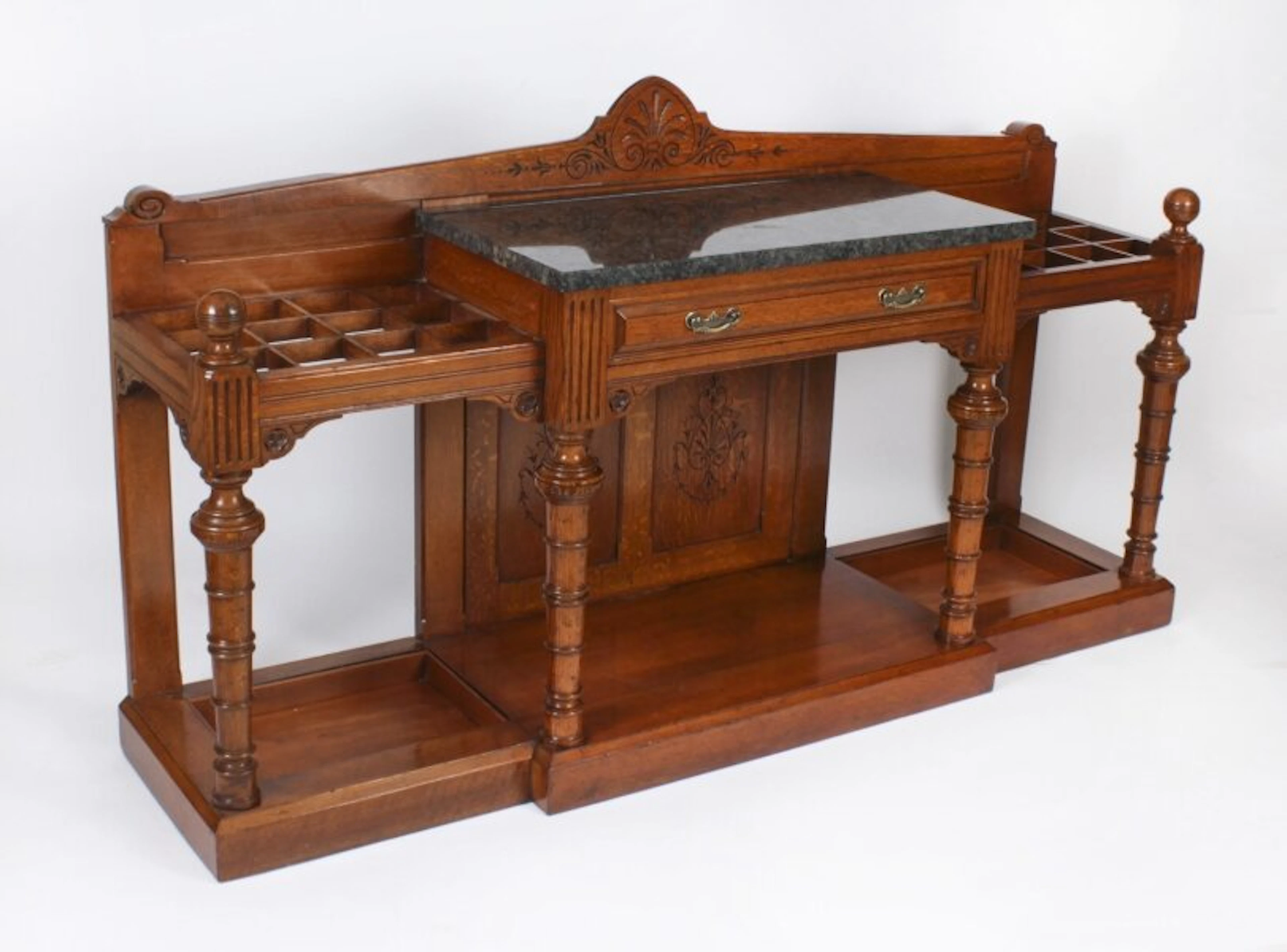 Antique Victorian Oak Country House Hall Umbrella Stick Stand 19th C