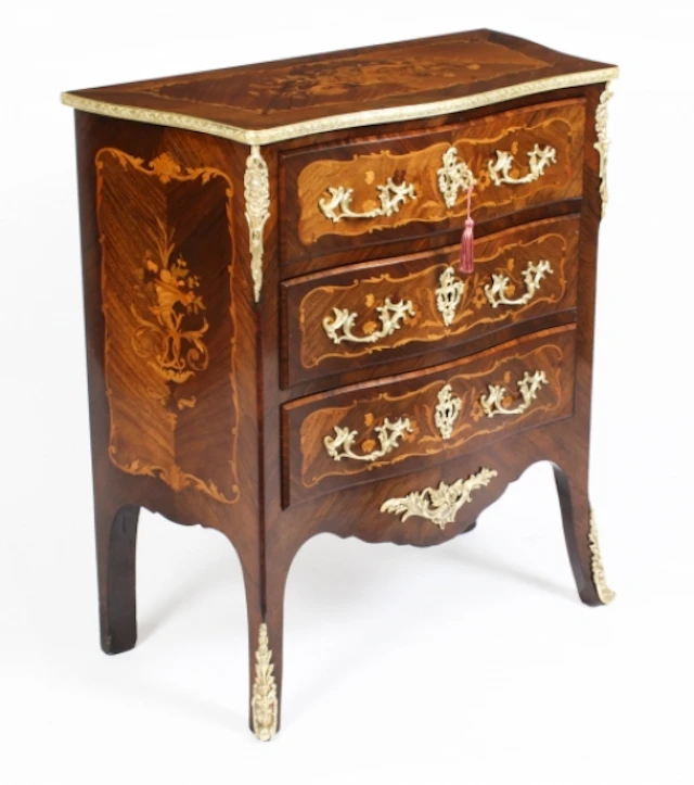 Antique French Louis Revival Kingwood Marquetry Commode c.1880