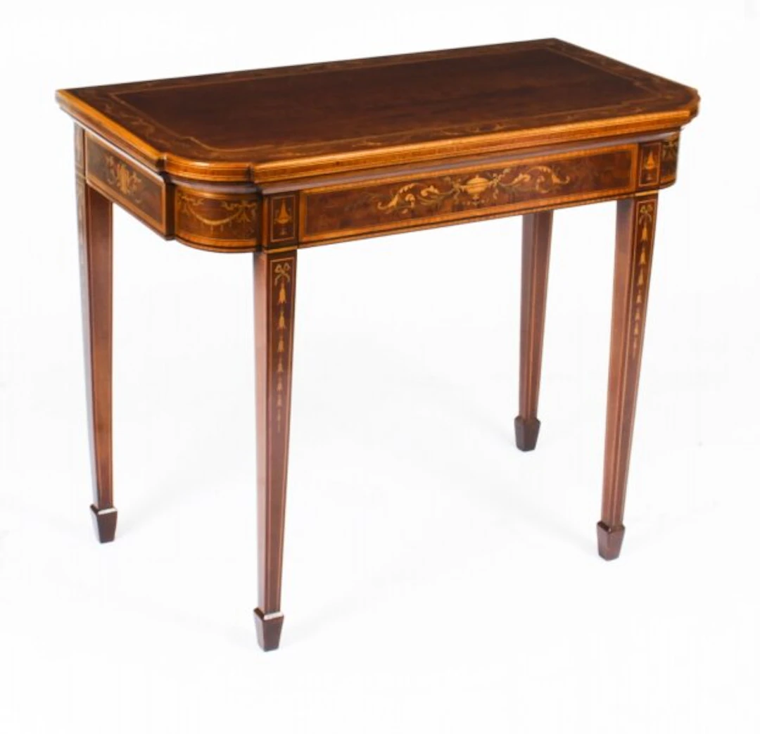 Antique Victorian Mahogany & Inlaid Card Games Table c.1860 19th C