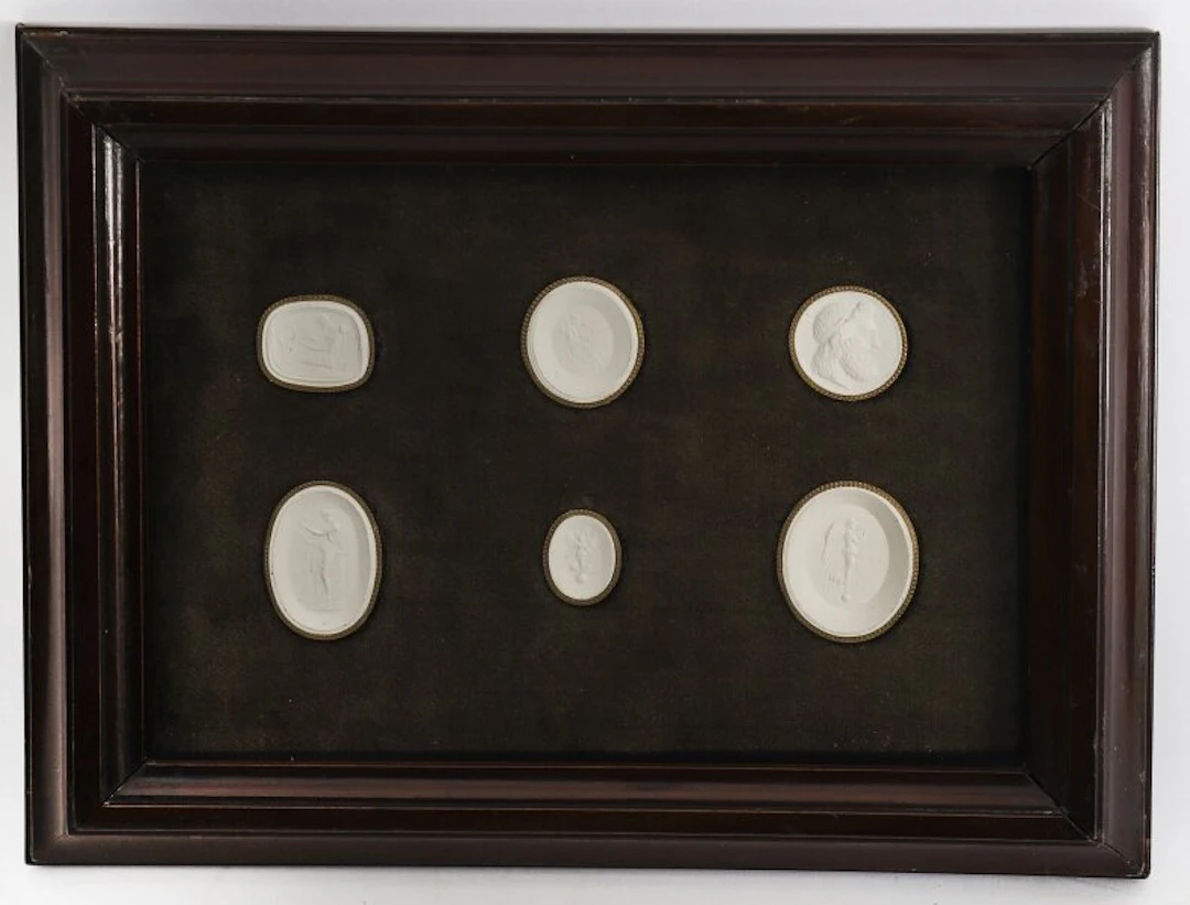 Antique Framed Collection Grand Tour Classical Intaglios Early 19th C