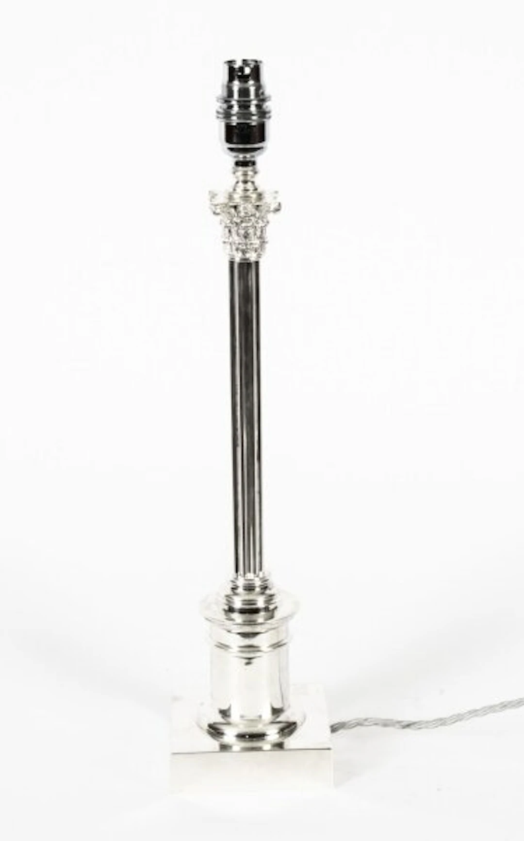 Antique Edwardian Silver Plated Corinthian Column Table Lamp Circa1910