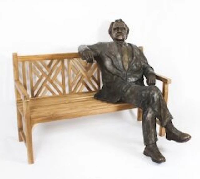 Vintage Life Size Bronze of Albert Einstein on a Garden Bench 20th C