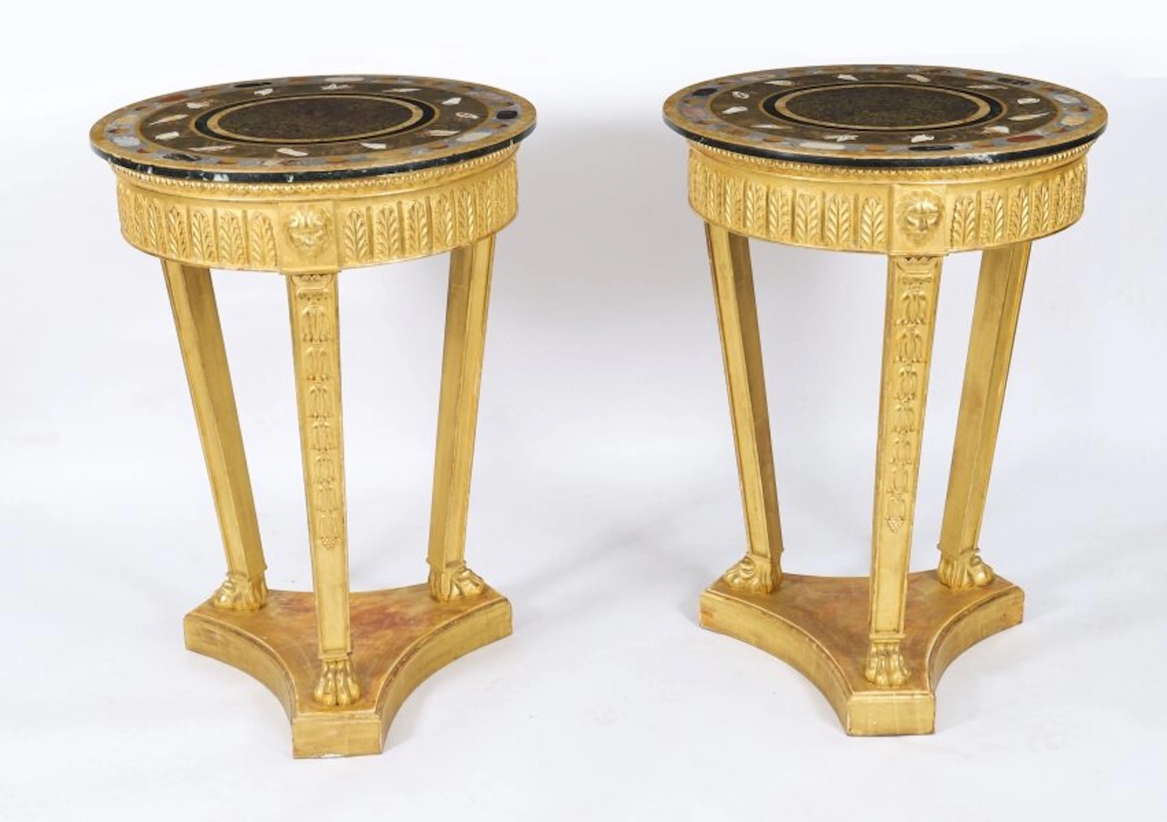 Vintage Pair Giltwood Specimen Marble Occasional Tables David Hicks Mid 20th C