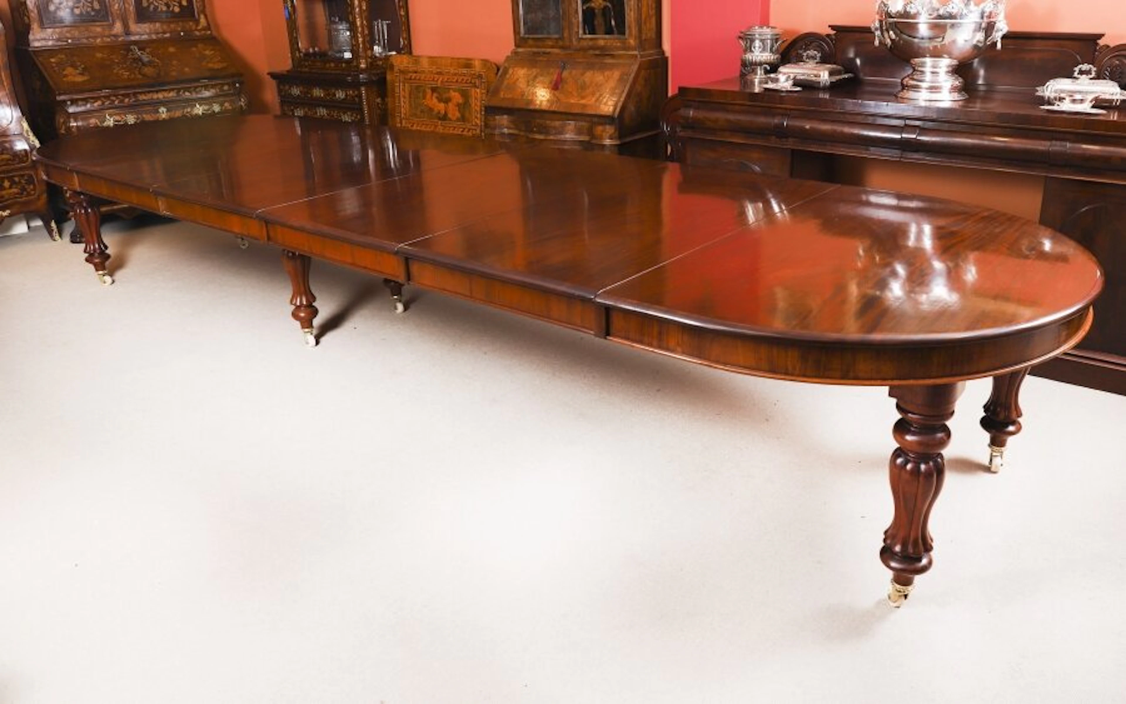 Antique 15ft George III Cuban Flame Mahogany Extending Dining Table Circa 1810