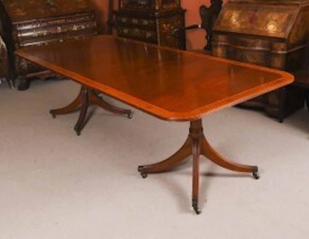 Vintage 8ft3" Twin Pillar Flame Mahogany Dining Table William Tillman 20th C