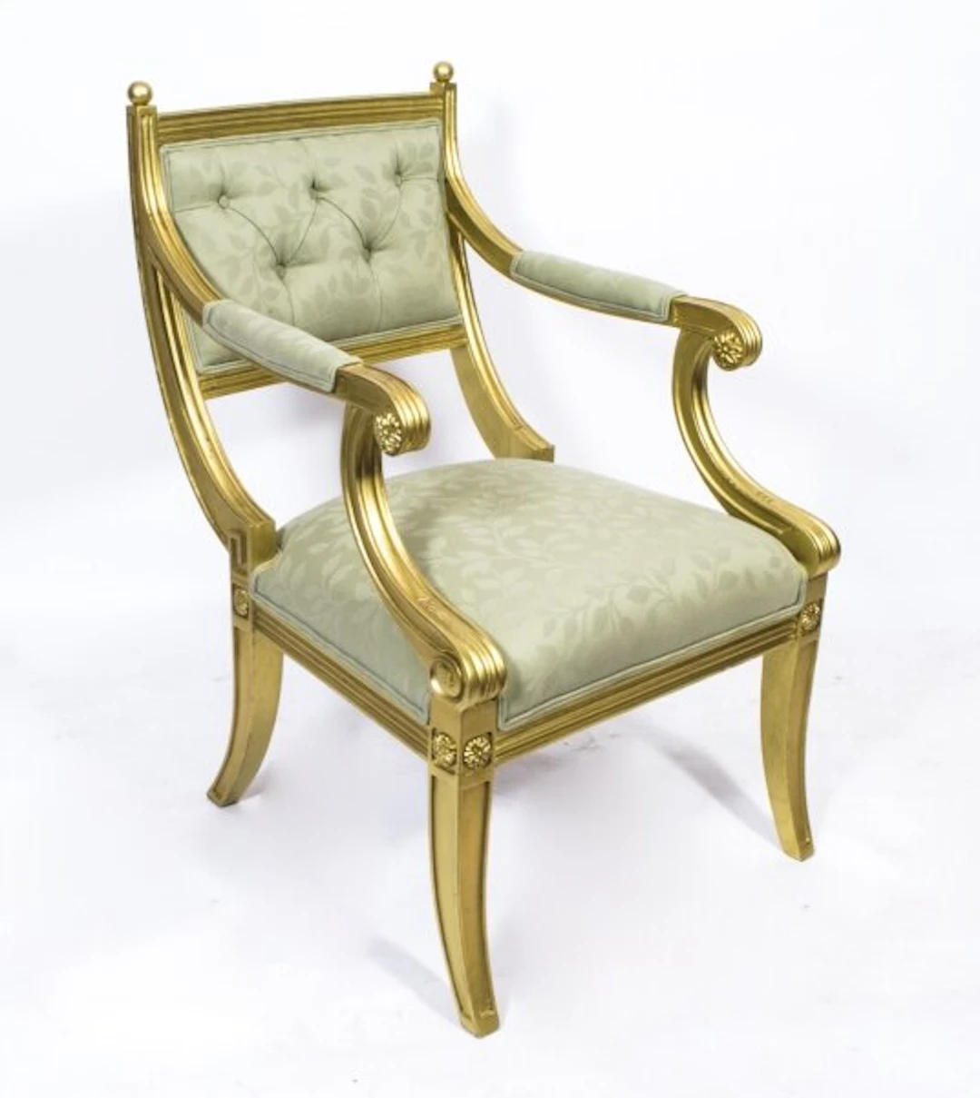 Antique Regency Revival Giltwood Armchair 20th C