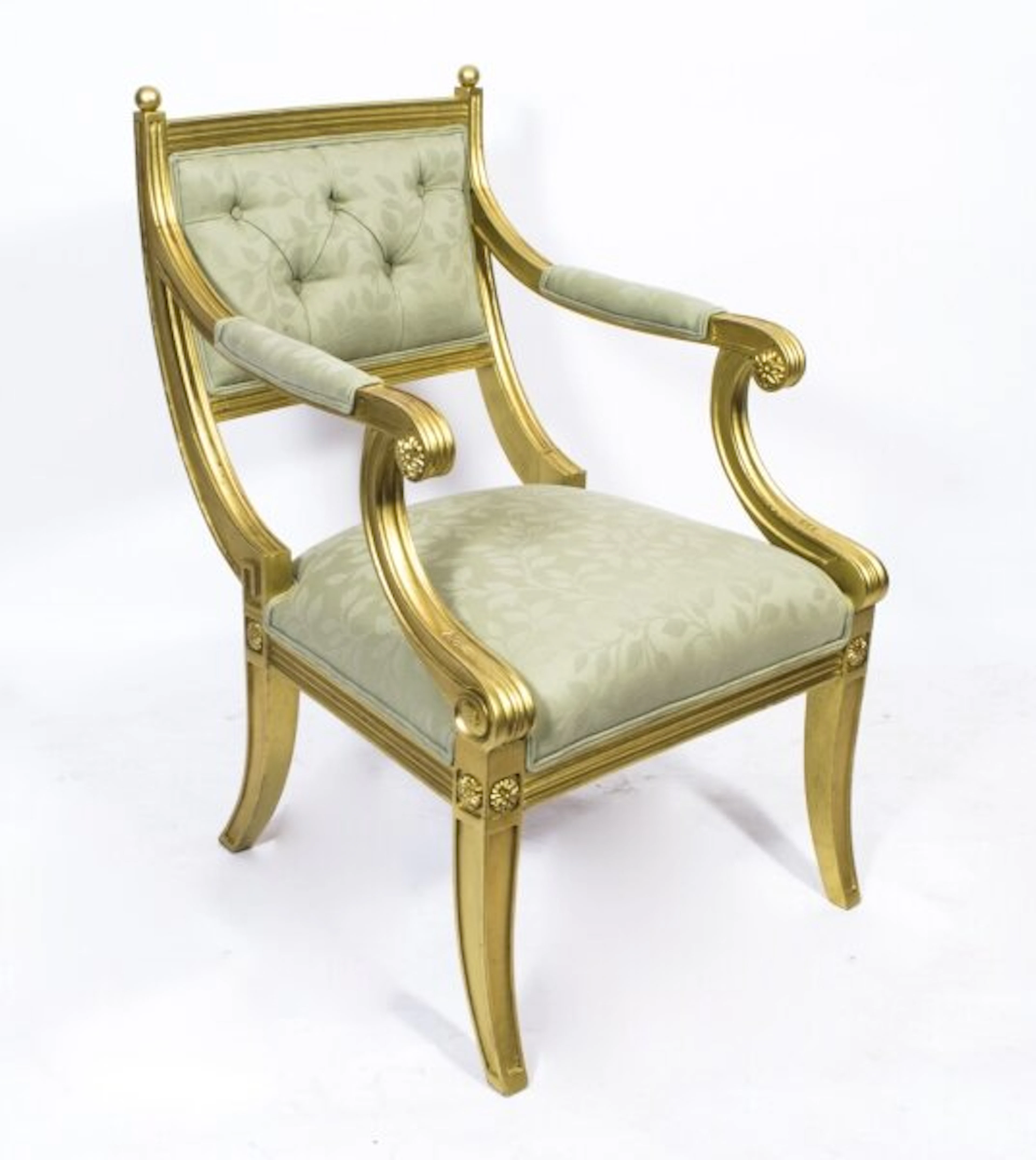 Antique Regency Revival Giltwood Armchair 20th C