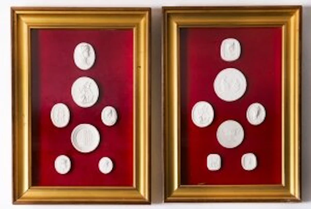 Antique Pair Framed Grand Tour Giovanni Liberotti Intaglios 19th C