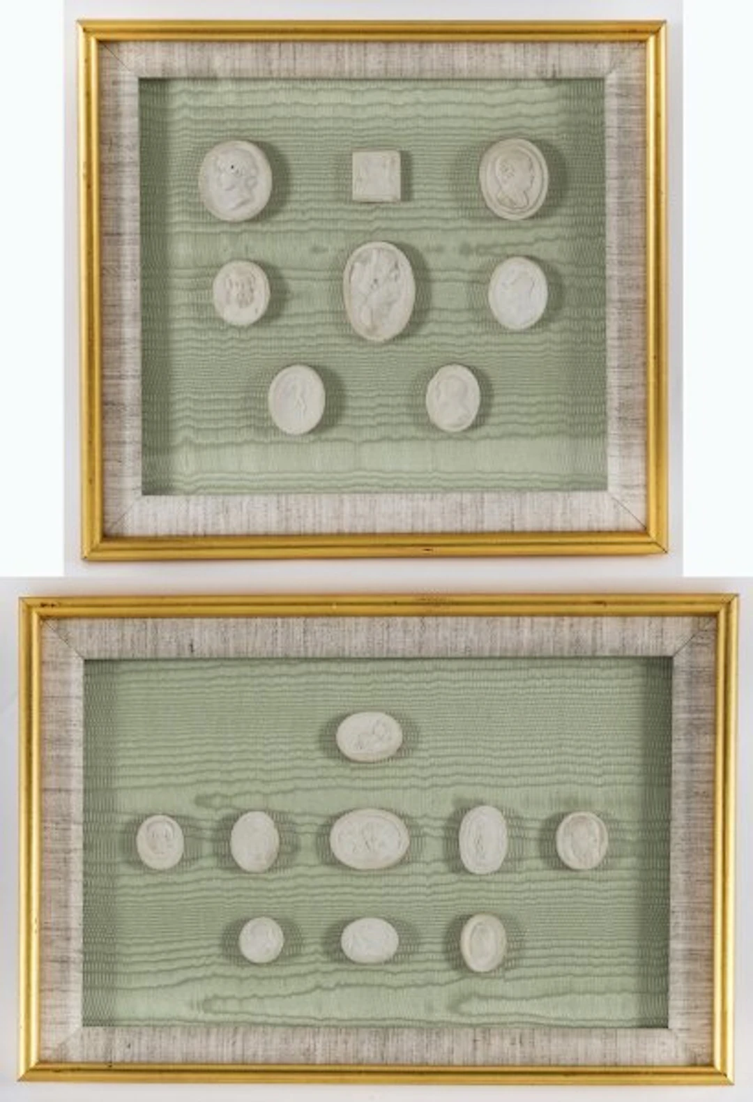 Antique Pair Framed Grand Tour Plaster Intaglios 19th C