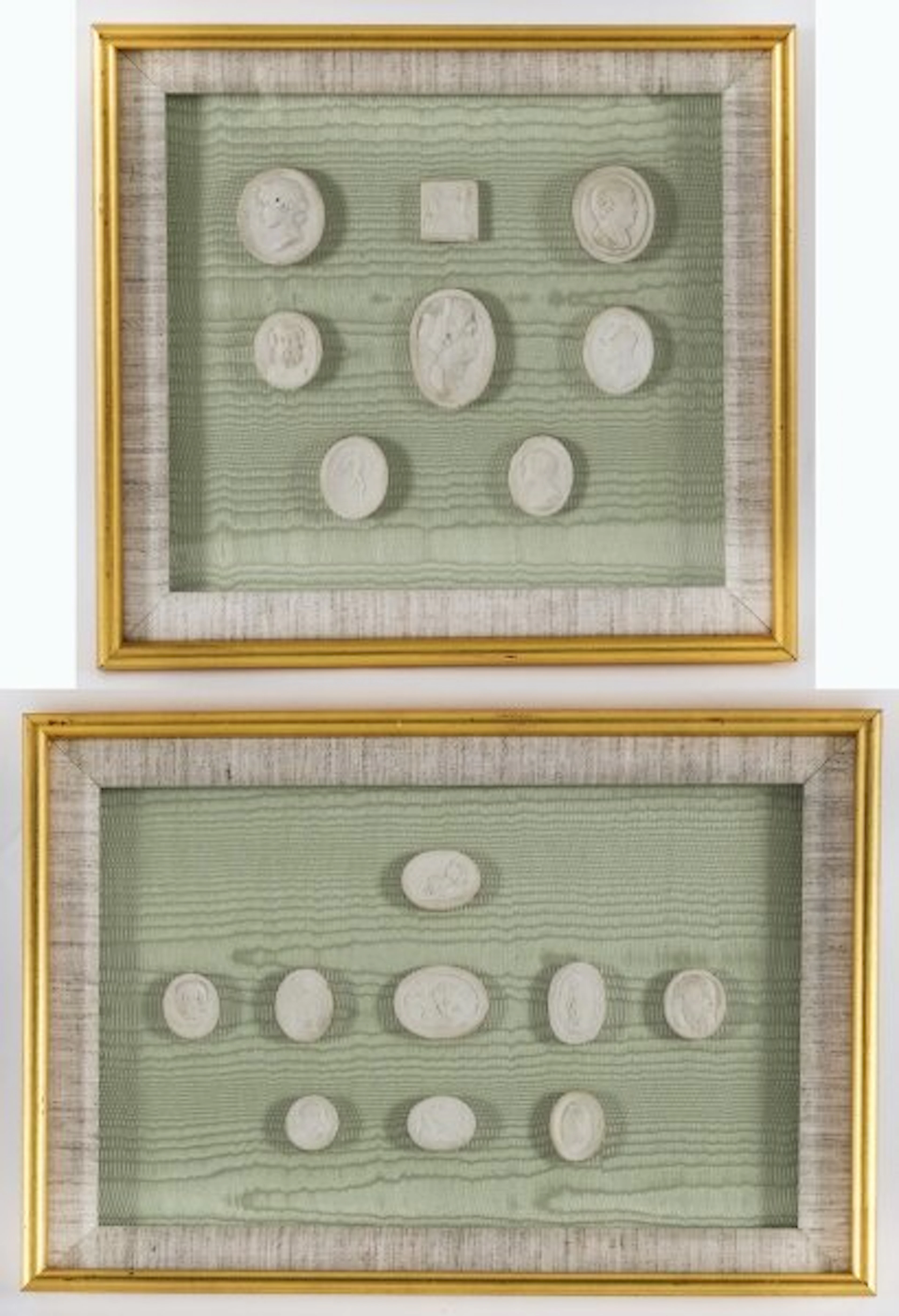 Antique Pair Framed Grand Tour Plaster Intaglios 19th C