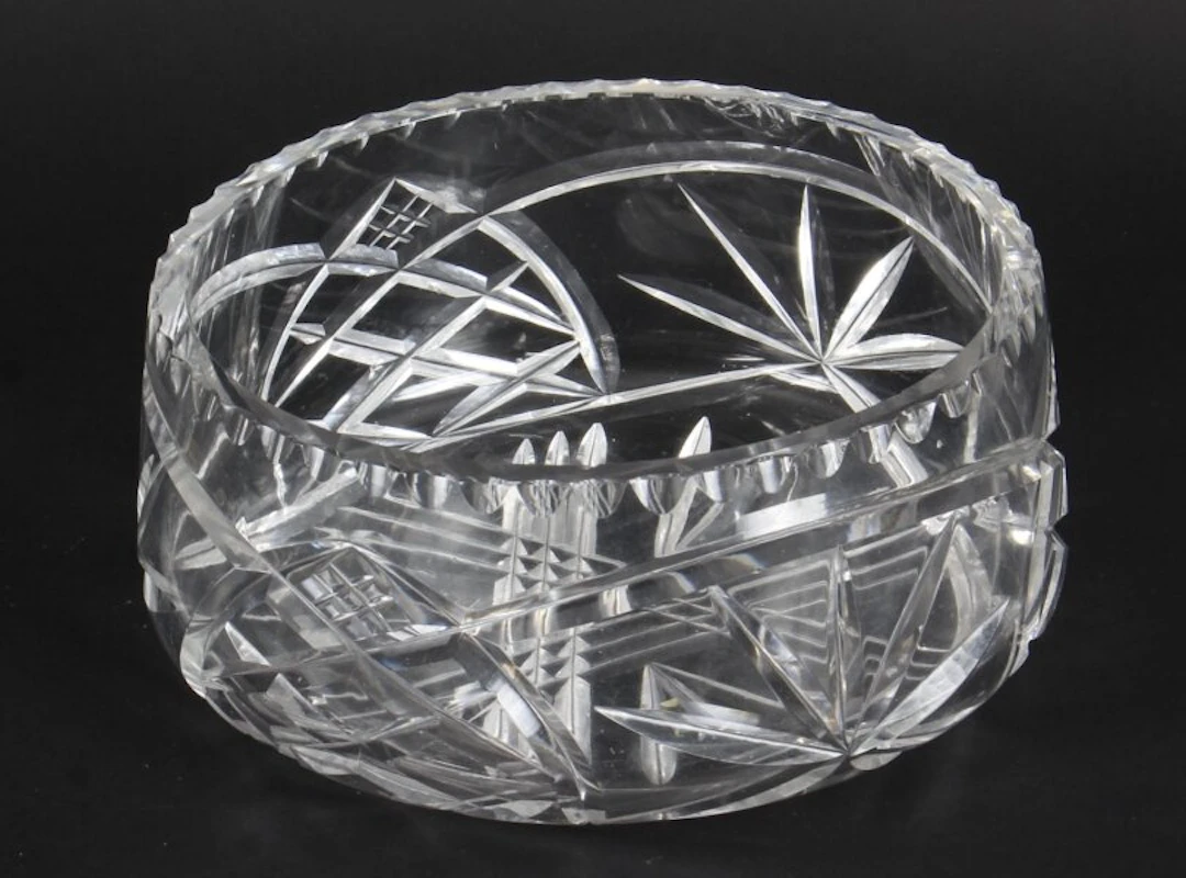 Vintage Cut Glass Crystal Bowl 20th C
