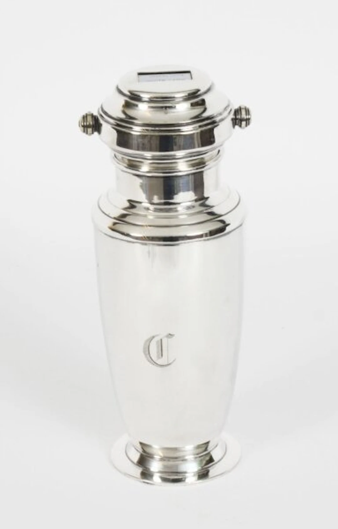 Antique Art Deco Silver Plated Cocktail Shaker With Rolling Mixer Recipes C1920