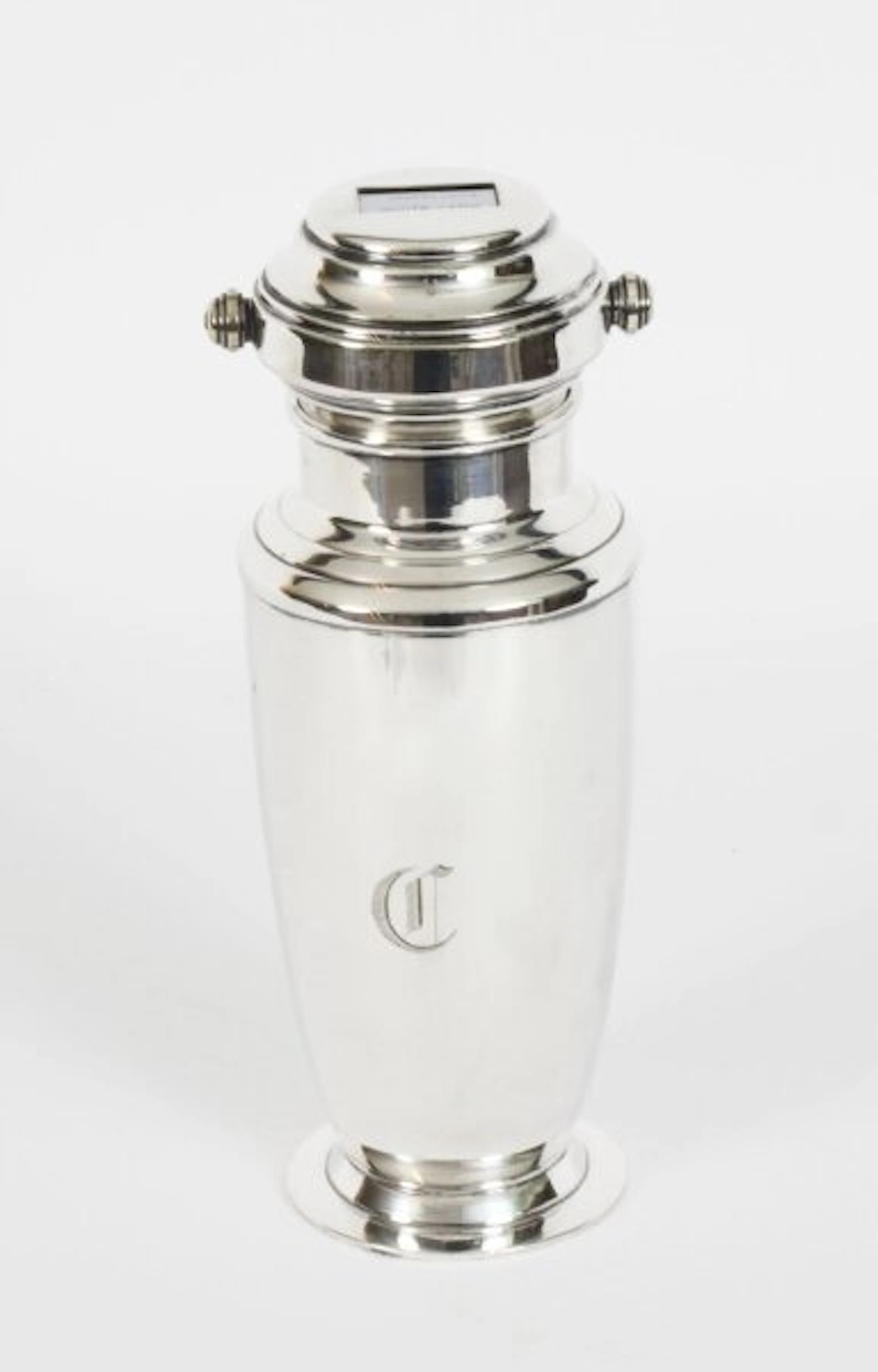 Antique Art Deco Silver Plated Cocktail Shaker With Rolling Mixer Recipes C1920