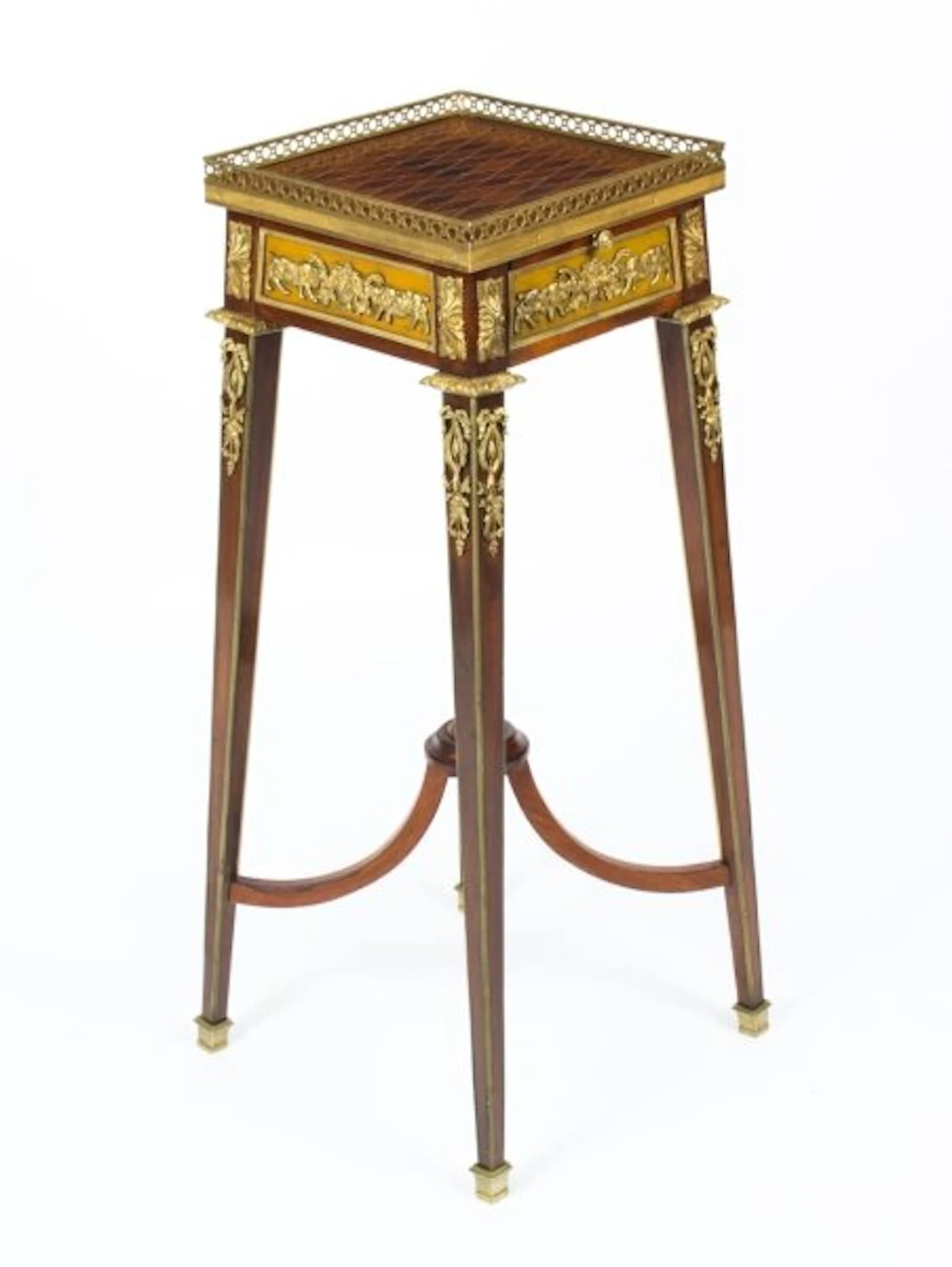Antique French Parquetry Ormolu Mounted Stand Att François Linke 19th Century
