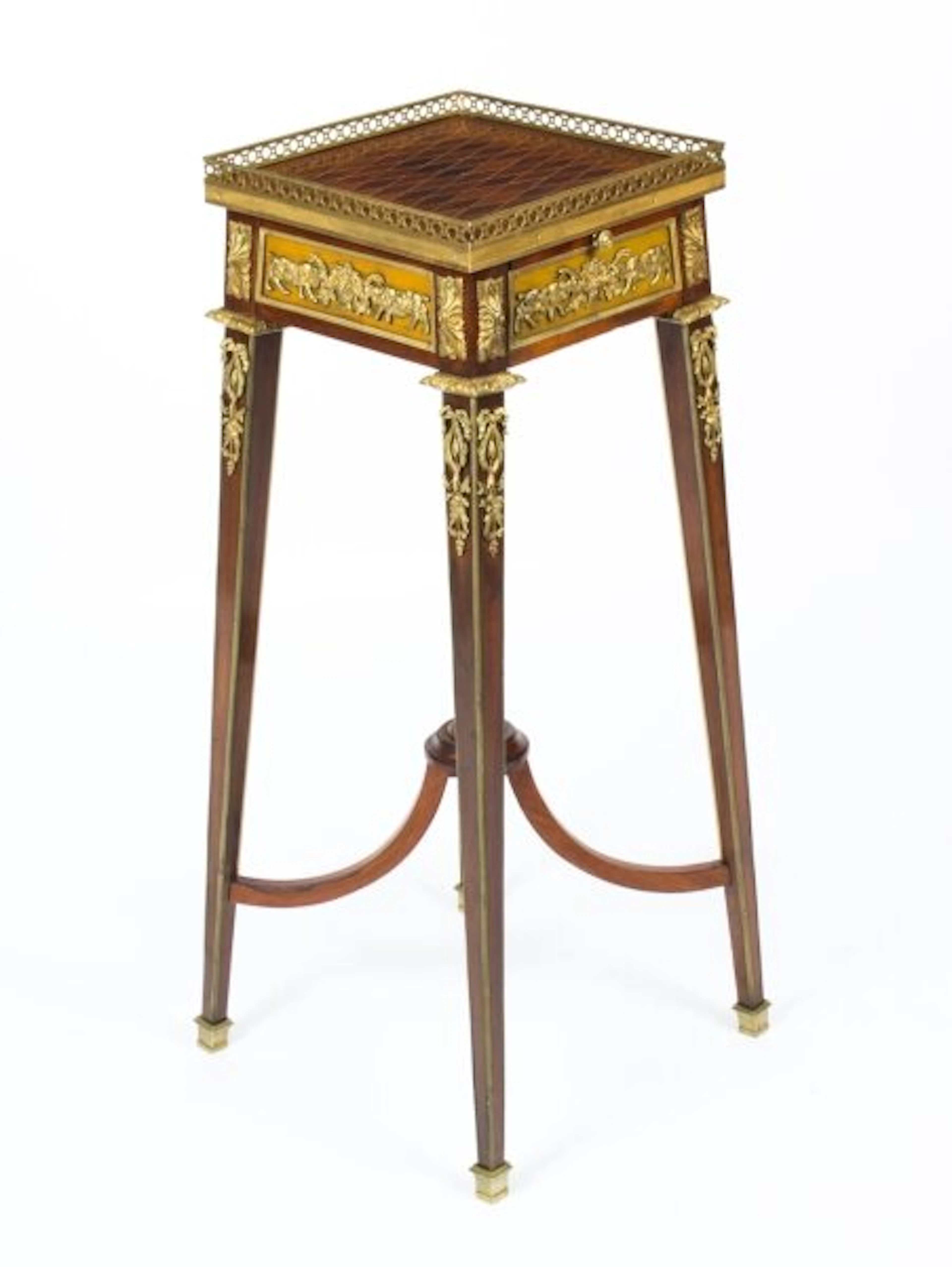 Antique French Parquetry Ormolu Mounted Stand Att François Linke 19th Century