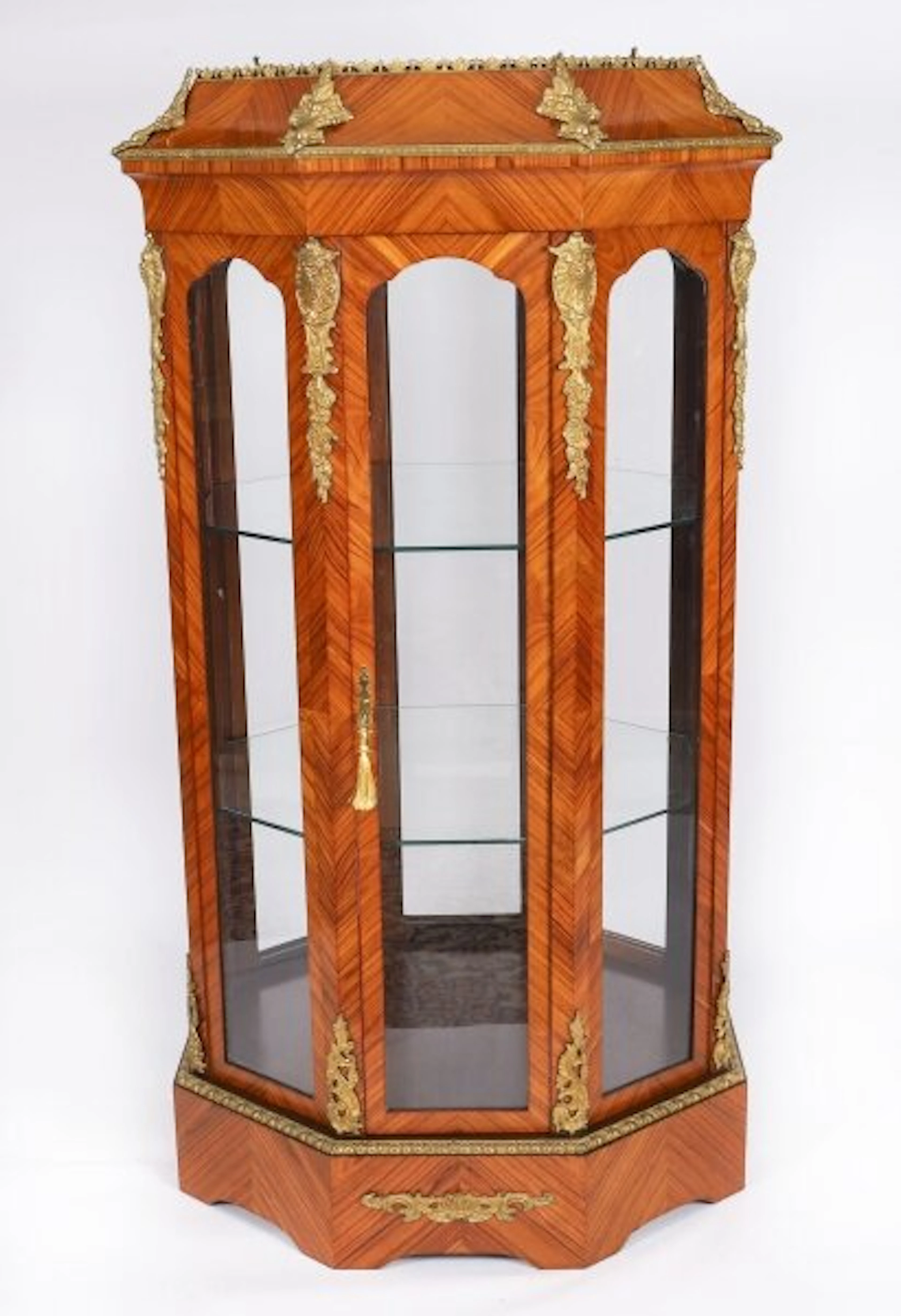 Antique Fine King Wood Octagonal Display Cabinet Jardiniere 20th C