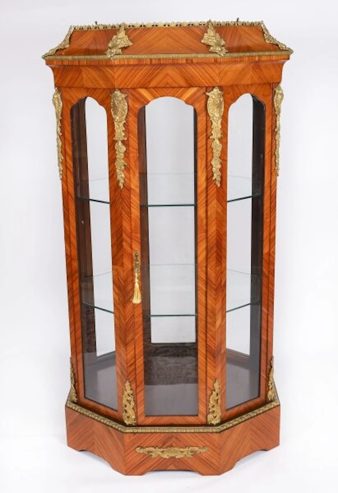 Antique Fine King Wood Octagonal Display Cabinet Jardiniere 20th C