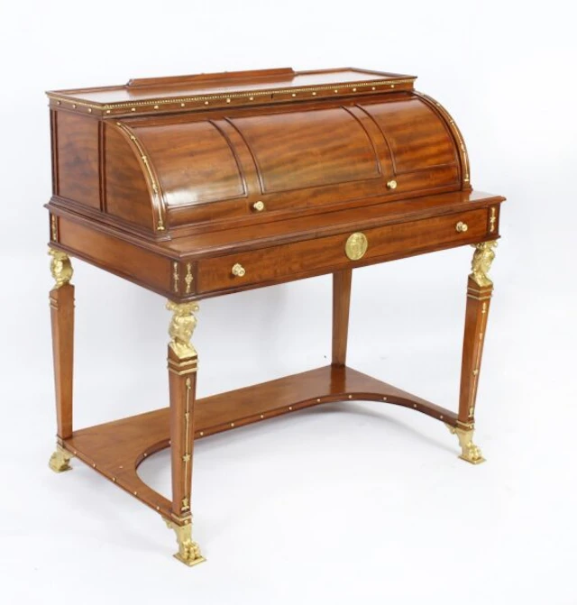 Antique French Empire Revival Cylinder Bureau C1880 19th C