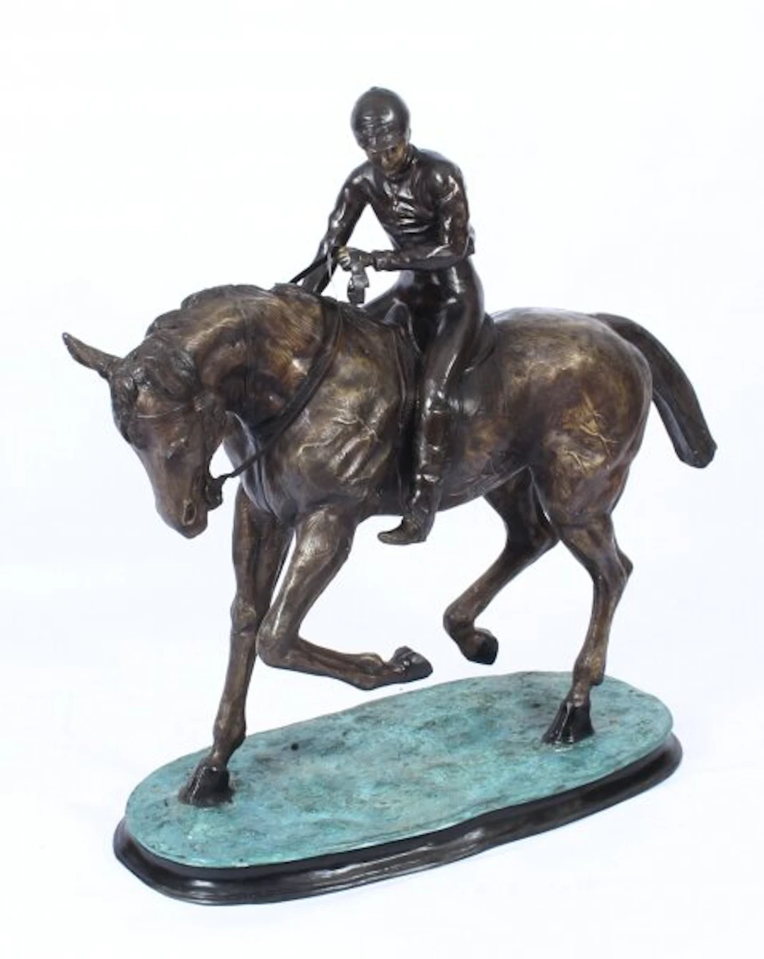 Vintage Large Horse & Jockey Bronze Sculpture Mene' 20th Century