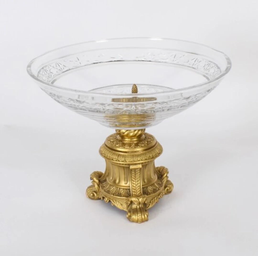 Vintage Ornate Cut Glass & Ormolu Centrepiece Dish 20th C