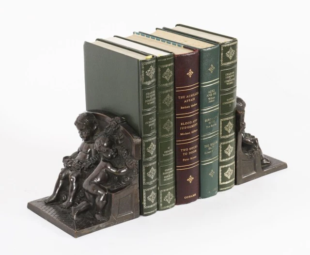 Antique Pair Bronze Classical Cupid Sculptures / Bookends by K&O Circa 1900