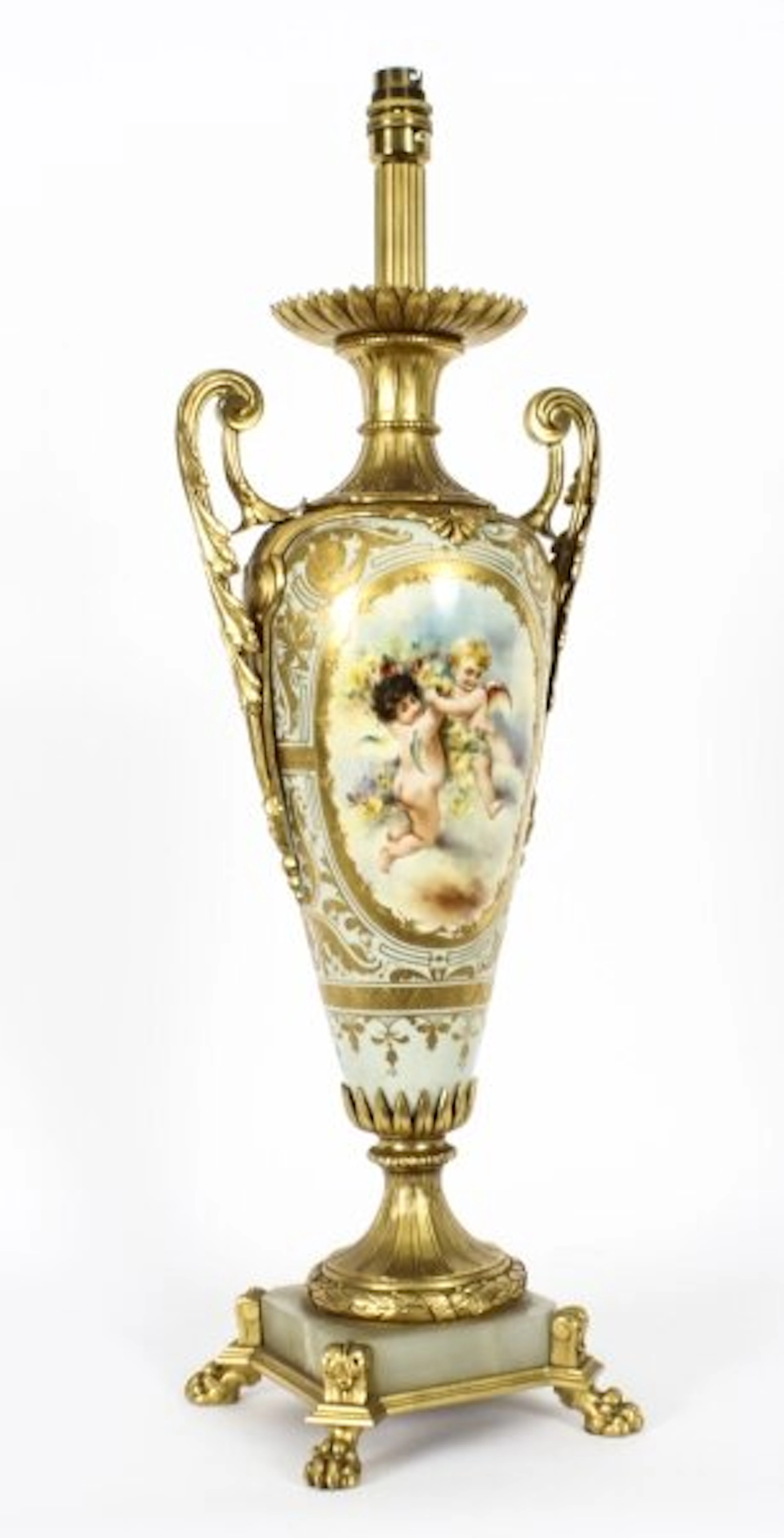 Antique Bleu Celeste Sevres Porcelain Ormolu Table Lamp c.1870 19th C