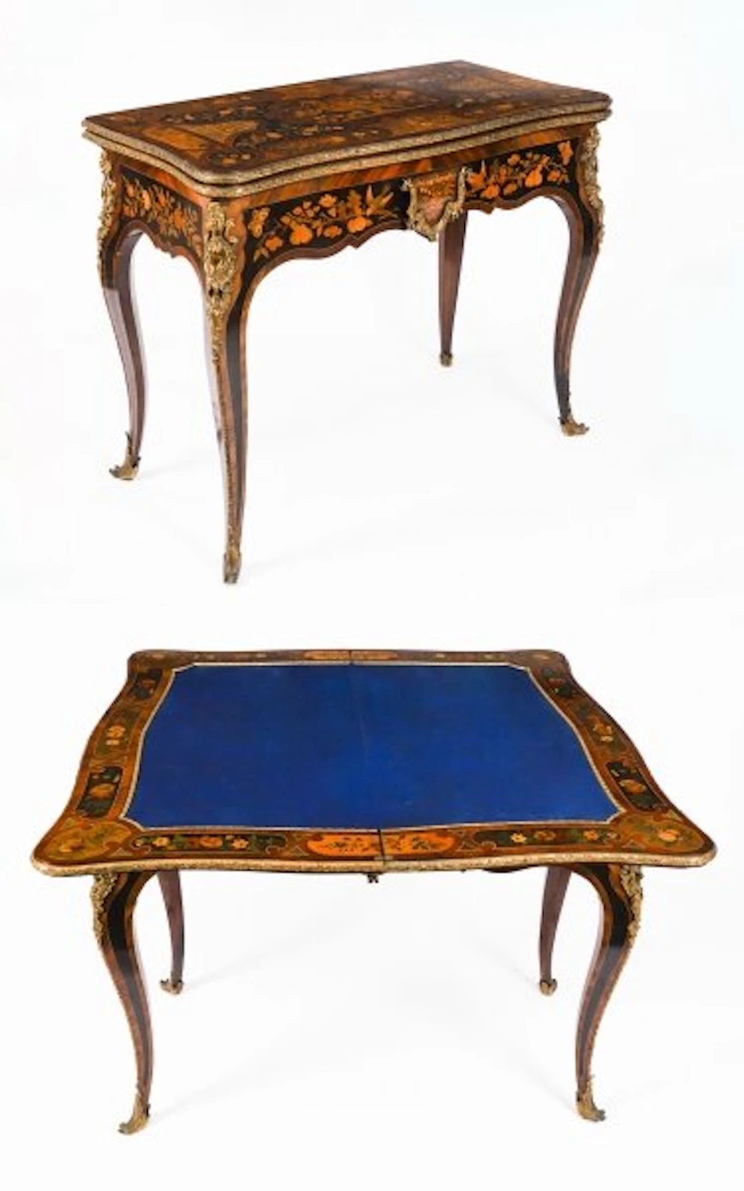 Antique French Louis Revival Floral Marquetry Console / Card Table 19th C