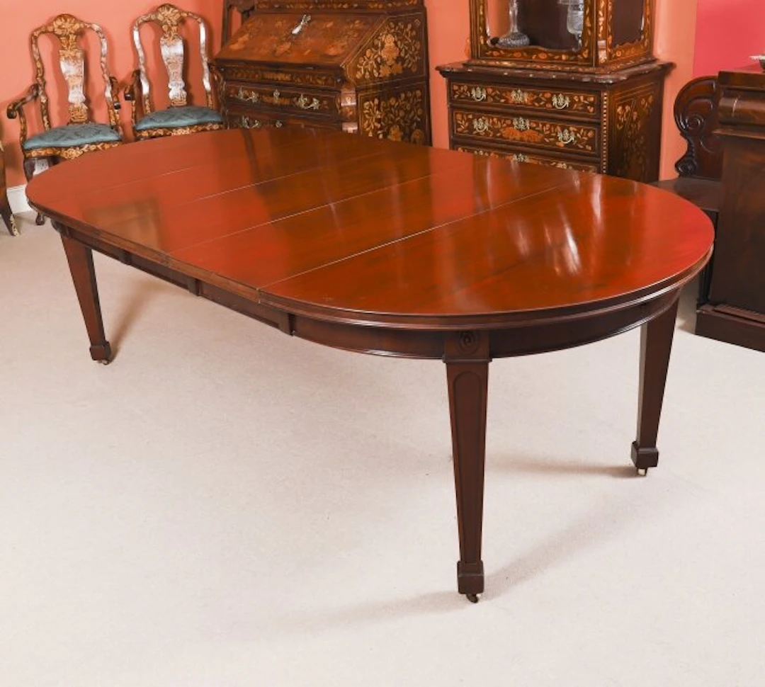 Antique Victorian Oval Flame Mahogany Extending Dining Table 19thC