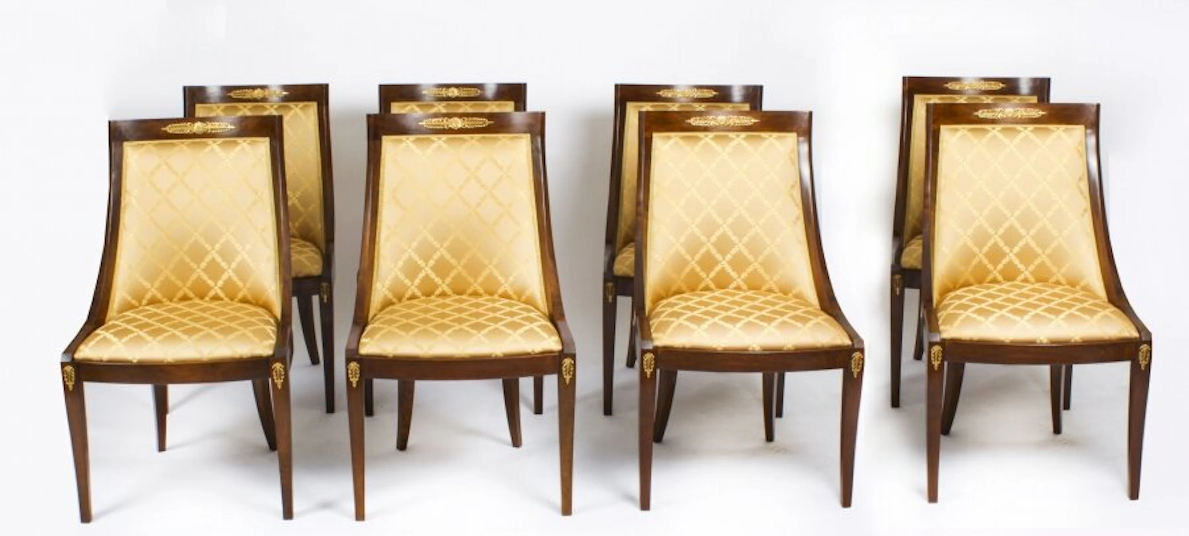 Bespoke Set of Eight French Empire Revival Gondola Dining Chairs